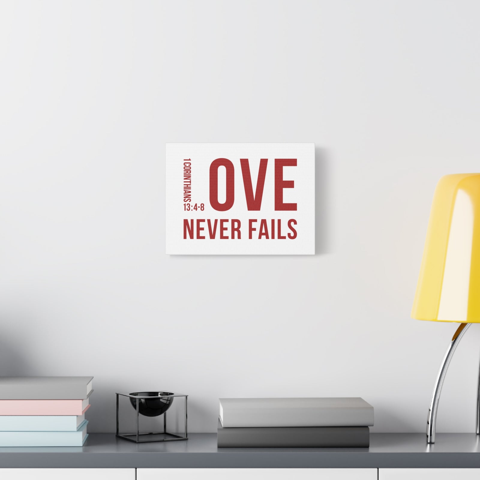 Scripture Canvas Love Never Fails 1 Corinthians 13:4-8 Christian Wall Art Bible Verse Print Ready To Hang-Express Your Love Gifts