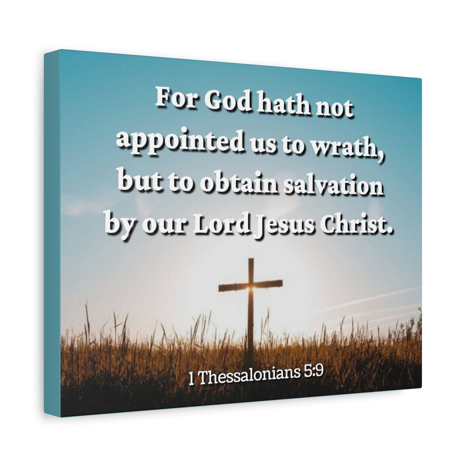 Scripture Canvas To Obtain Salvation 1 Thessalonians 5:9 Christian Wall Art Bible Verse Print Ready to Hang-Express Your Love Gifts