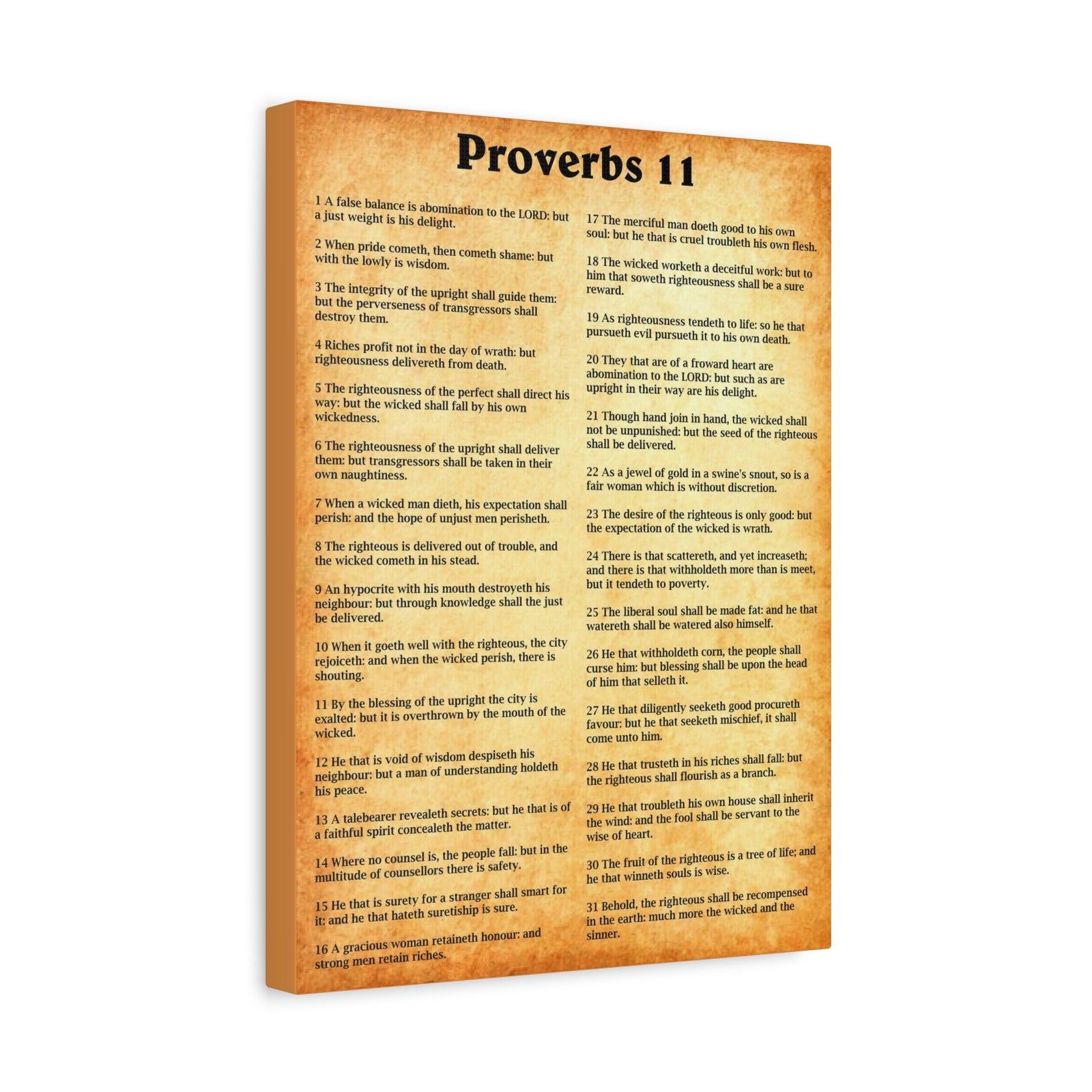 Scripture Walls Proverbs Chapter 11 Gold Bible Canvas Christian Wall Art Ready to Hang Unframed-Express Your Love Gifts