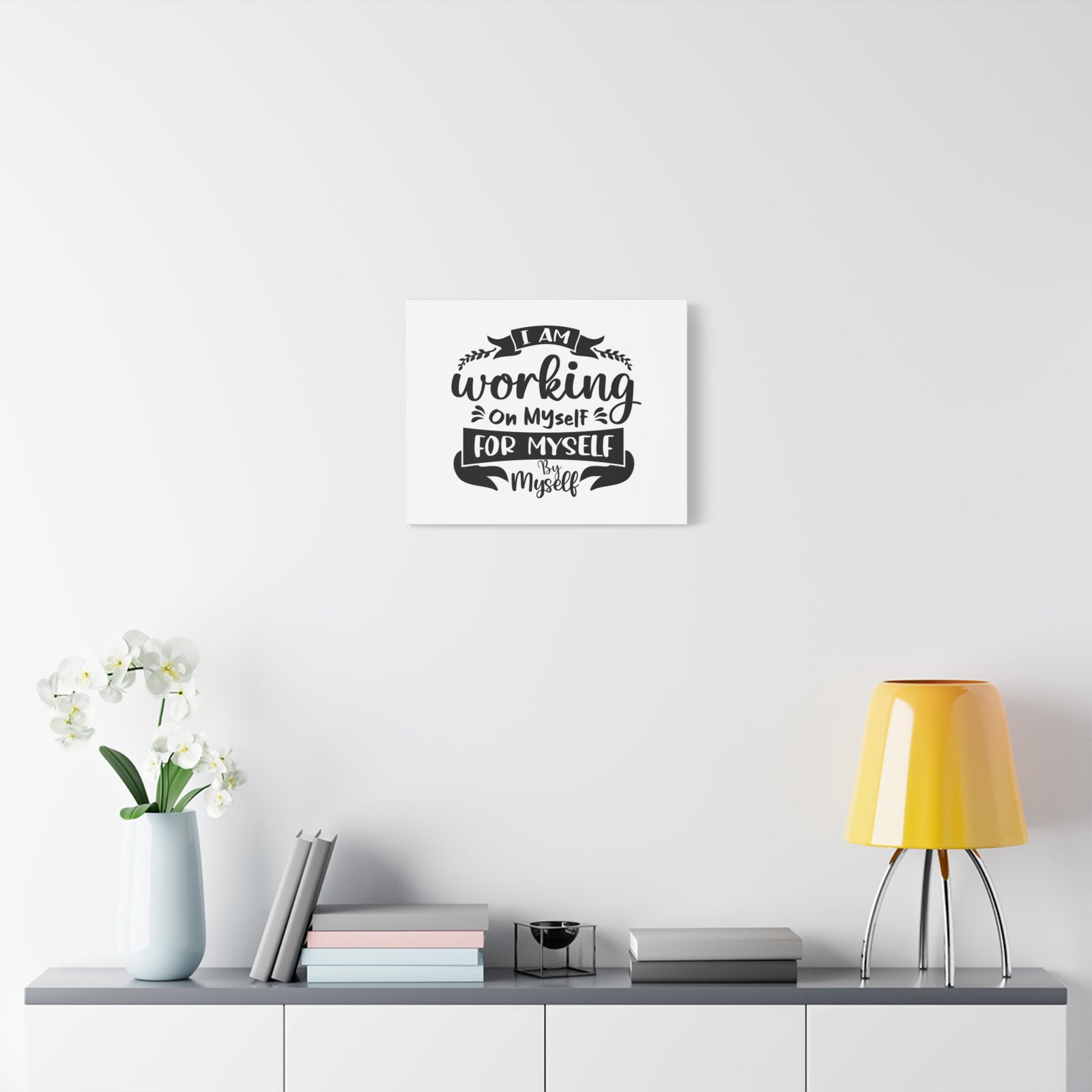 Inspirational Quote Canvas Working On Myself Wall Art Motivational Motto Inspiring Prints Artwork Decor Ready to Hang-Express Your Love Gifts