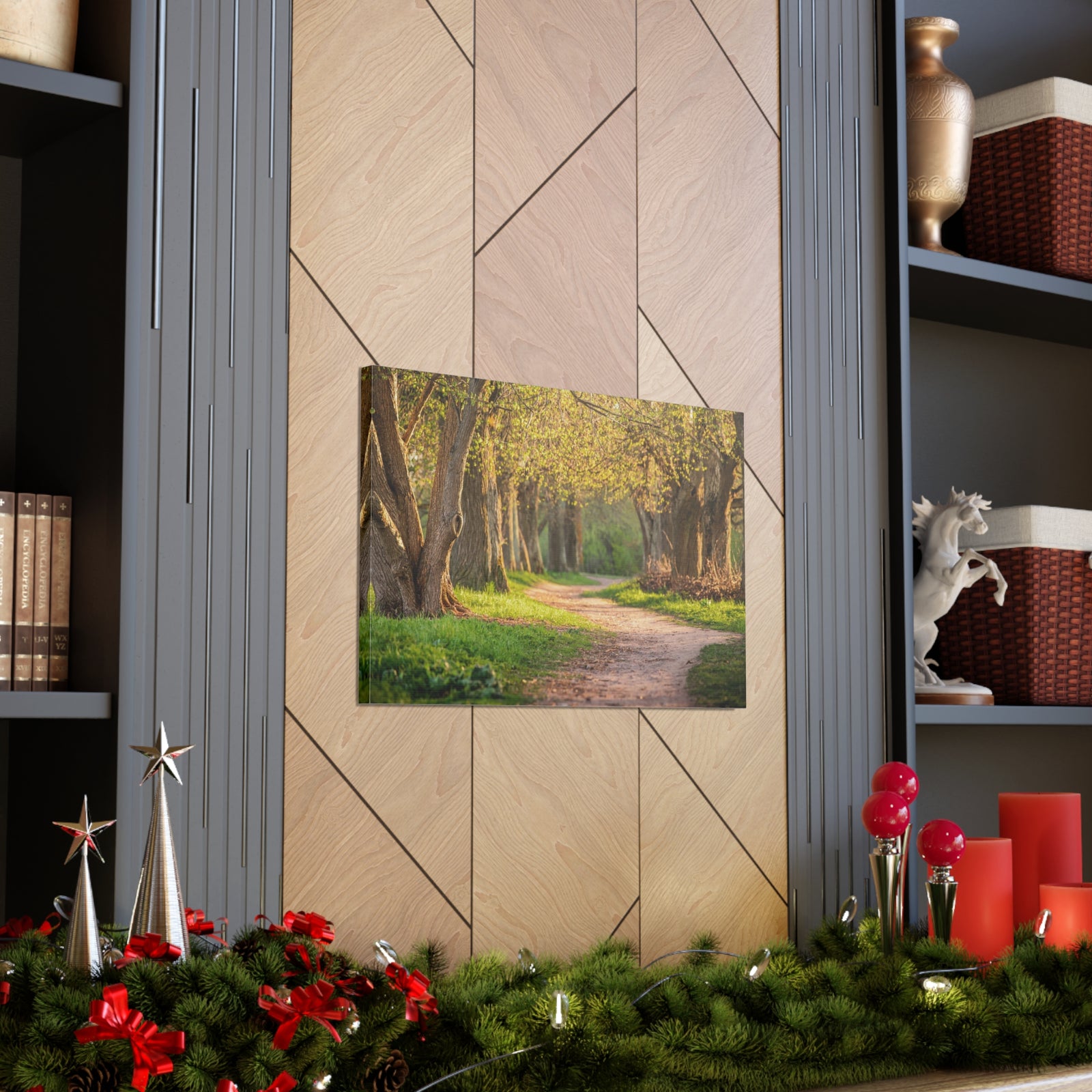 Tree Green Path Forest Nature Wilderness Photography Canvas Wall Art for Home Decor Ready-to-Hang-Express Your Love Gifts