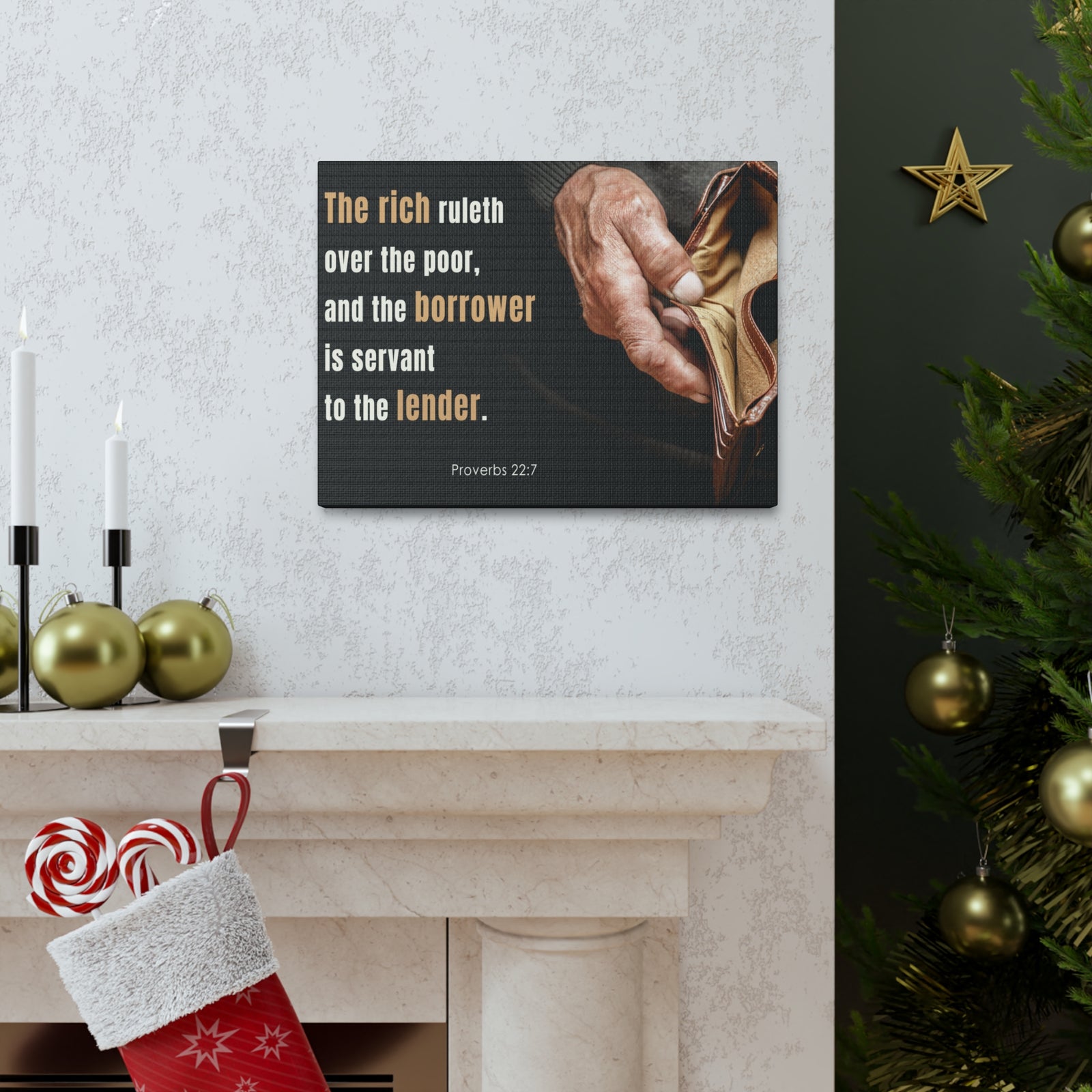 Scripture Walls To The Lender Proverbs 22:7 Bible Verse Canvas Christian Wall Art Ready to Hang-Express Your Love Gifts