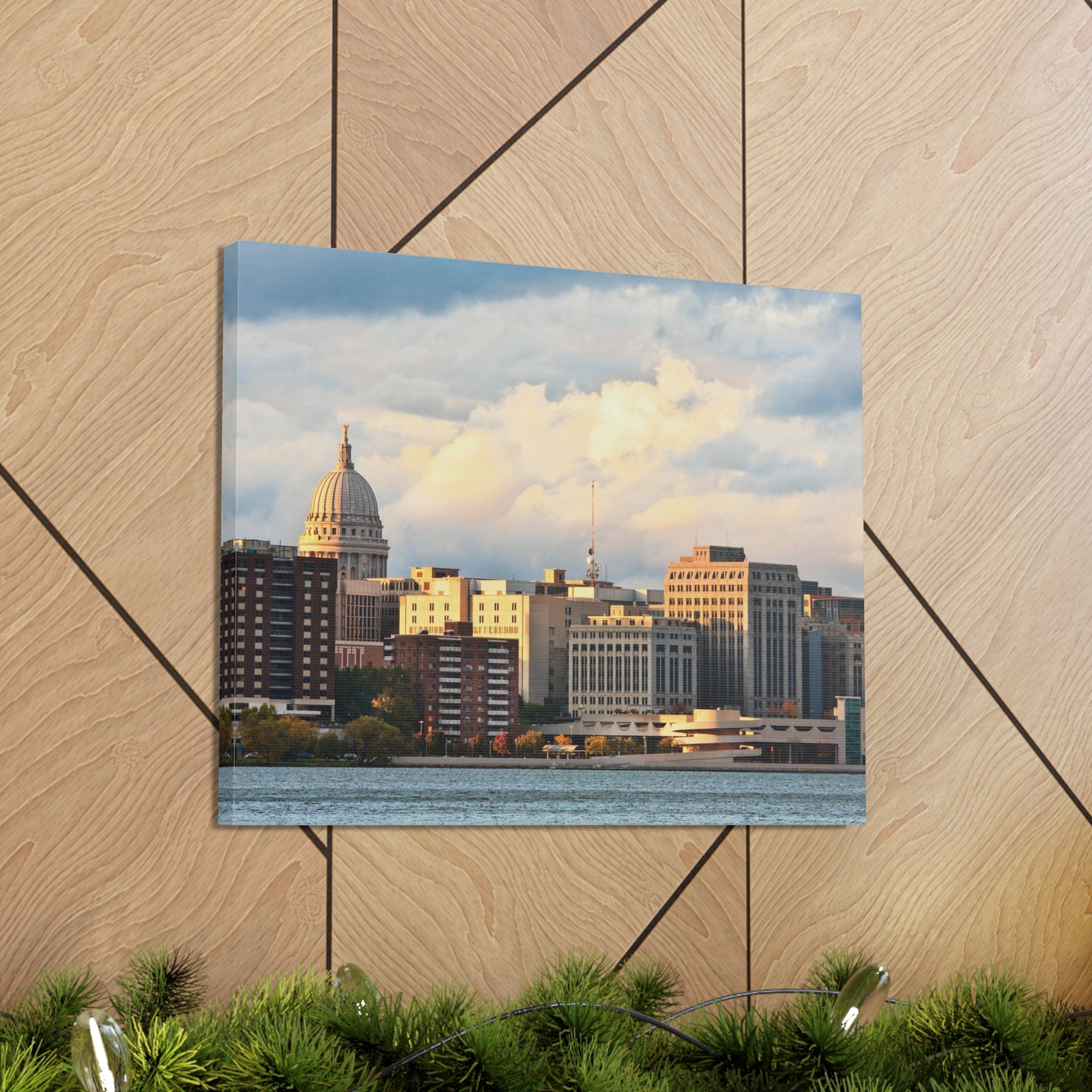 Madison Skyline Daytime Canvas Artwork High-Quality Breathtaking Stunning Cityscape for Home Decor Ready to Hang-Express Your Love Gifts