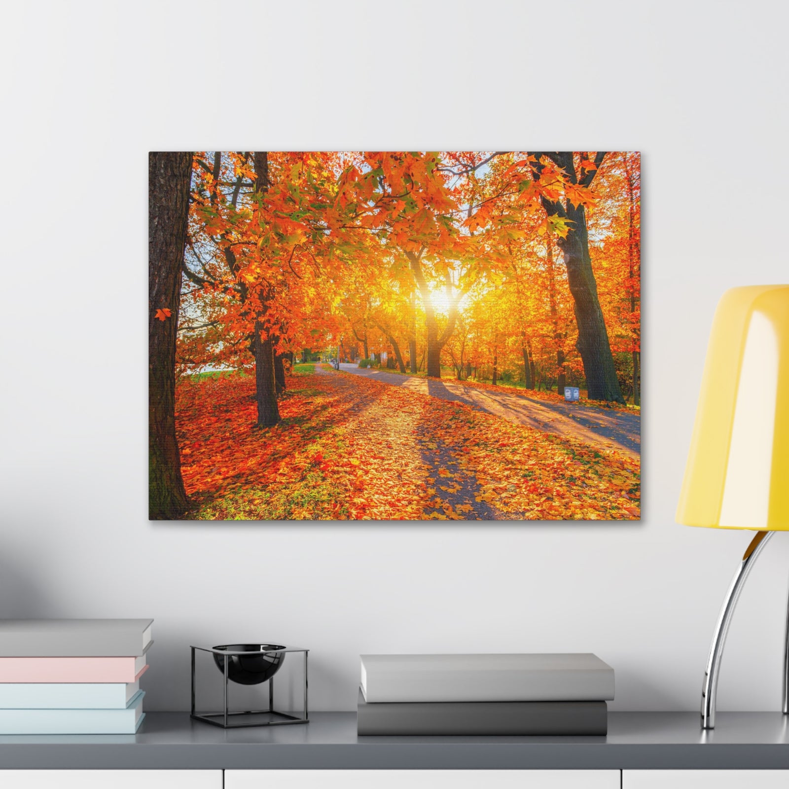 Autumn Forest Path Forest Floral Nature Photography Canvas Wall Art for Home Decor Ready-to-Hang-Express Your Love Gifts