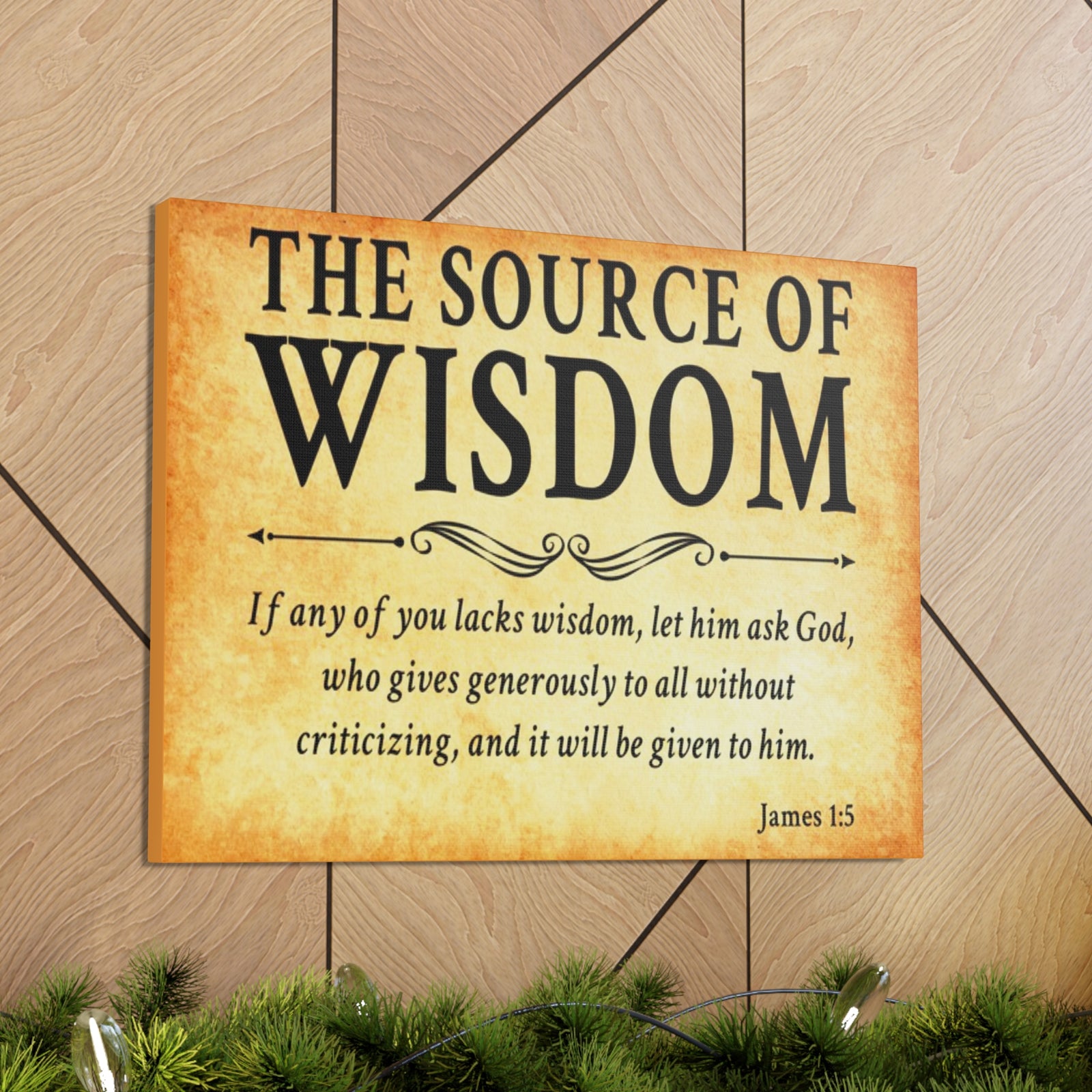 Scripture Walls James 1:5 The Source of Wisdom Gold Bible Verse Canvas Christian Wall Art Ready to Hang Unframed-Express Your Love Gifts