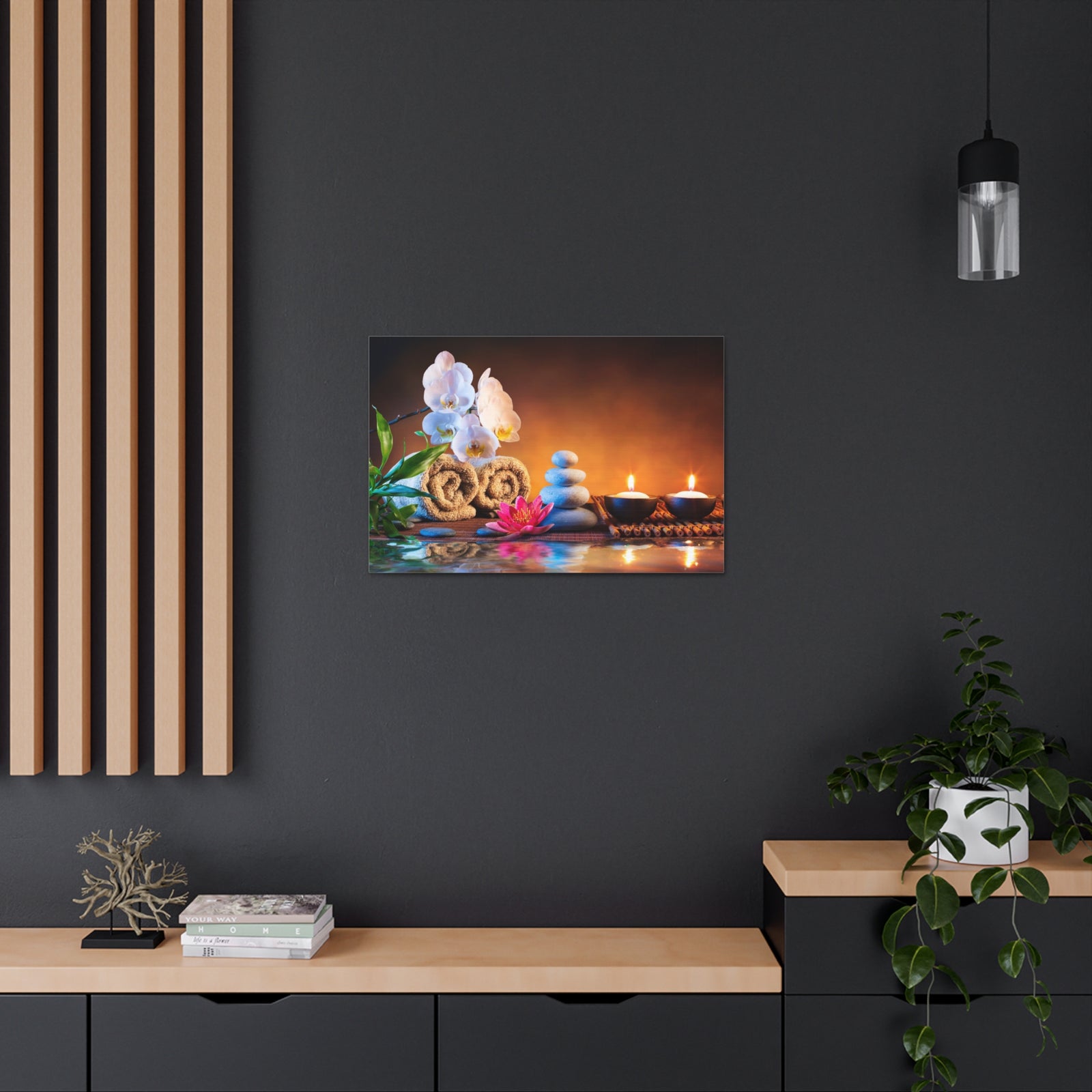 Towels on Bamboo Mat Forest Floral Nature Photography Canvas Wall Art for Home Decor Ready-to-Hang-Express Your Love Gifts
