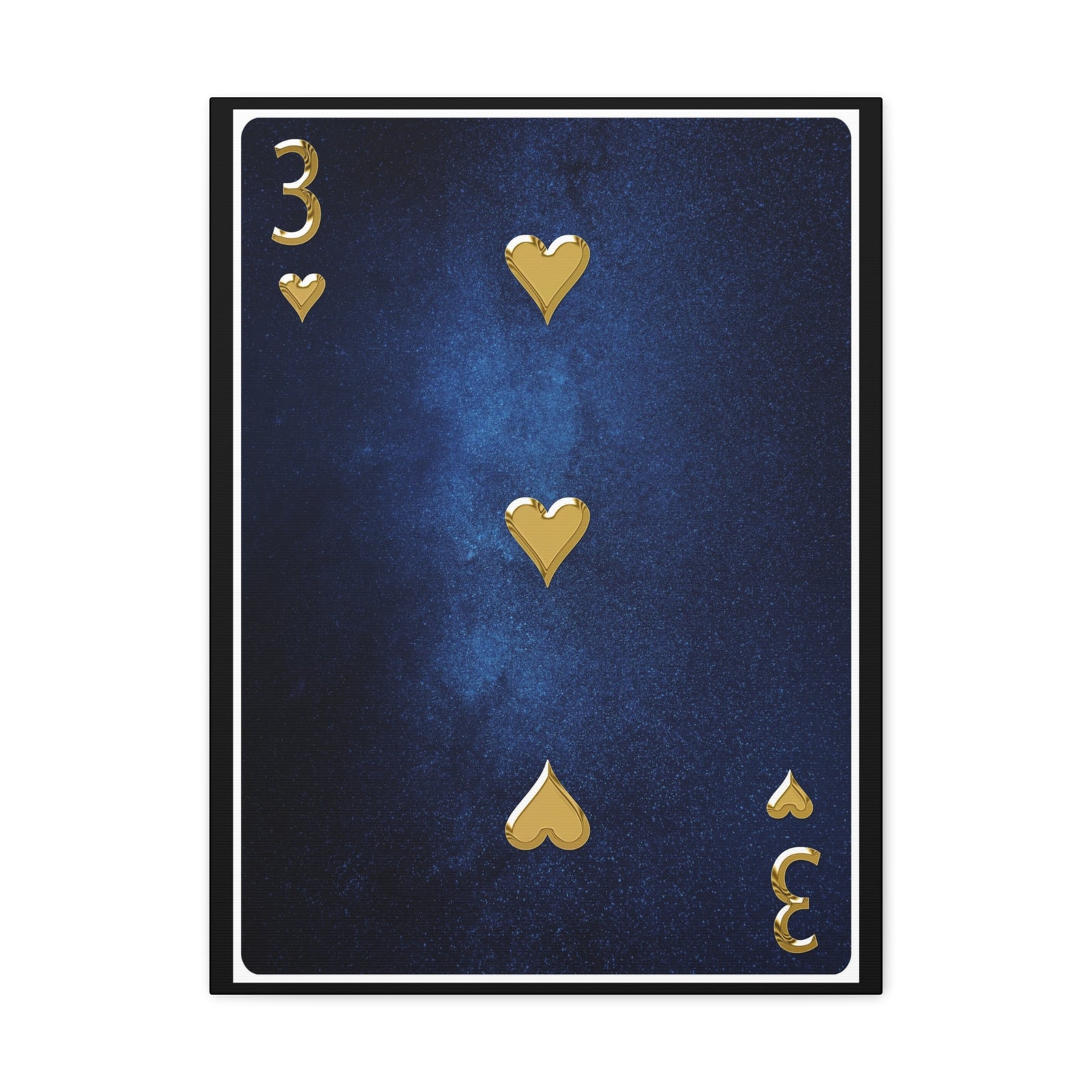 Three Of Hearts Space Background Playing Card Canvas Wall Art for Home Decor Ready-to-Hang-Express Your Love Gifts