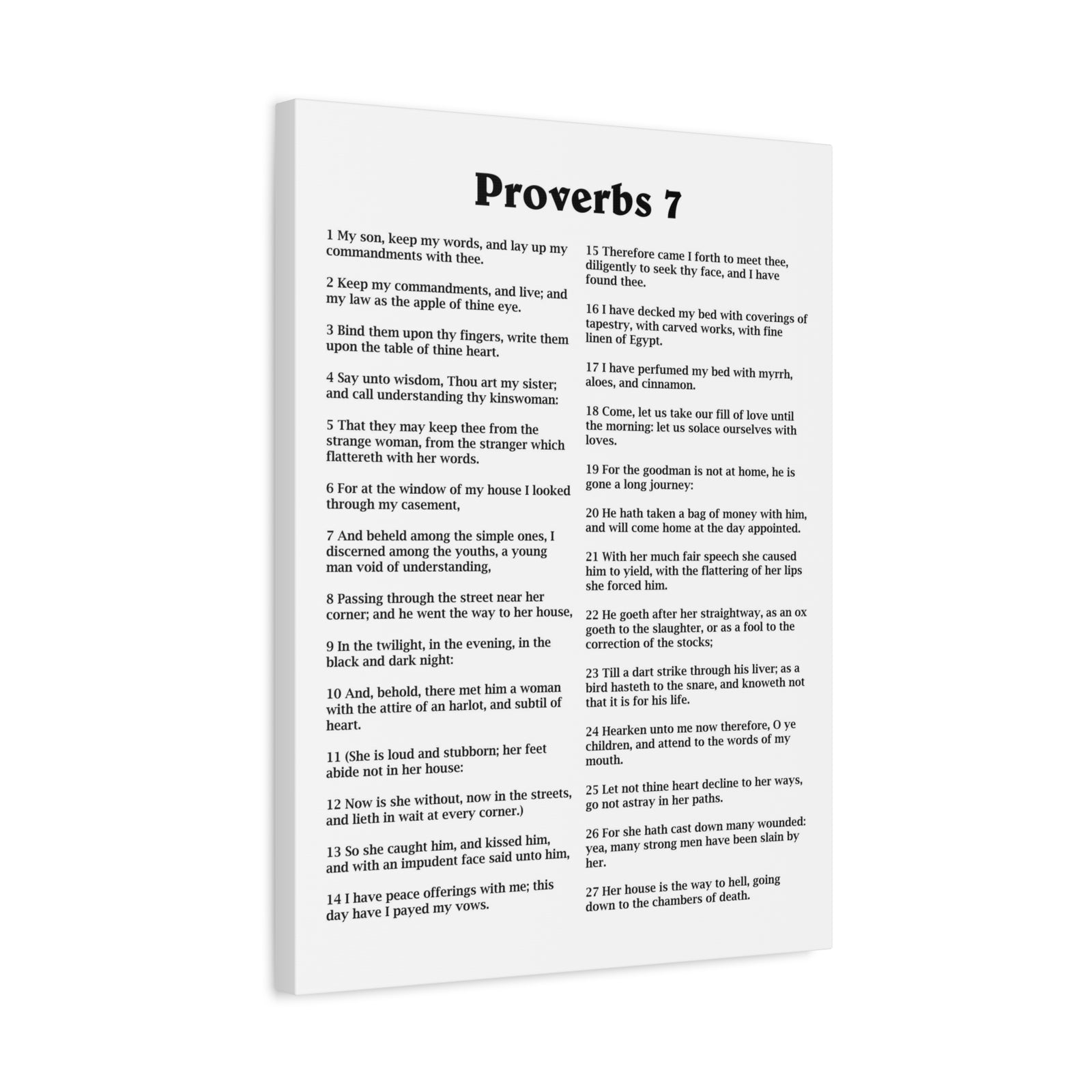 Scripture Walls Proverbs Chapter 7 White Bible Canvas Christian Wall Art Ready to Hang Unframed-Express Your Love Gifts