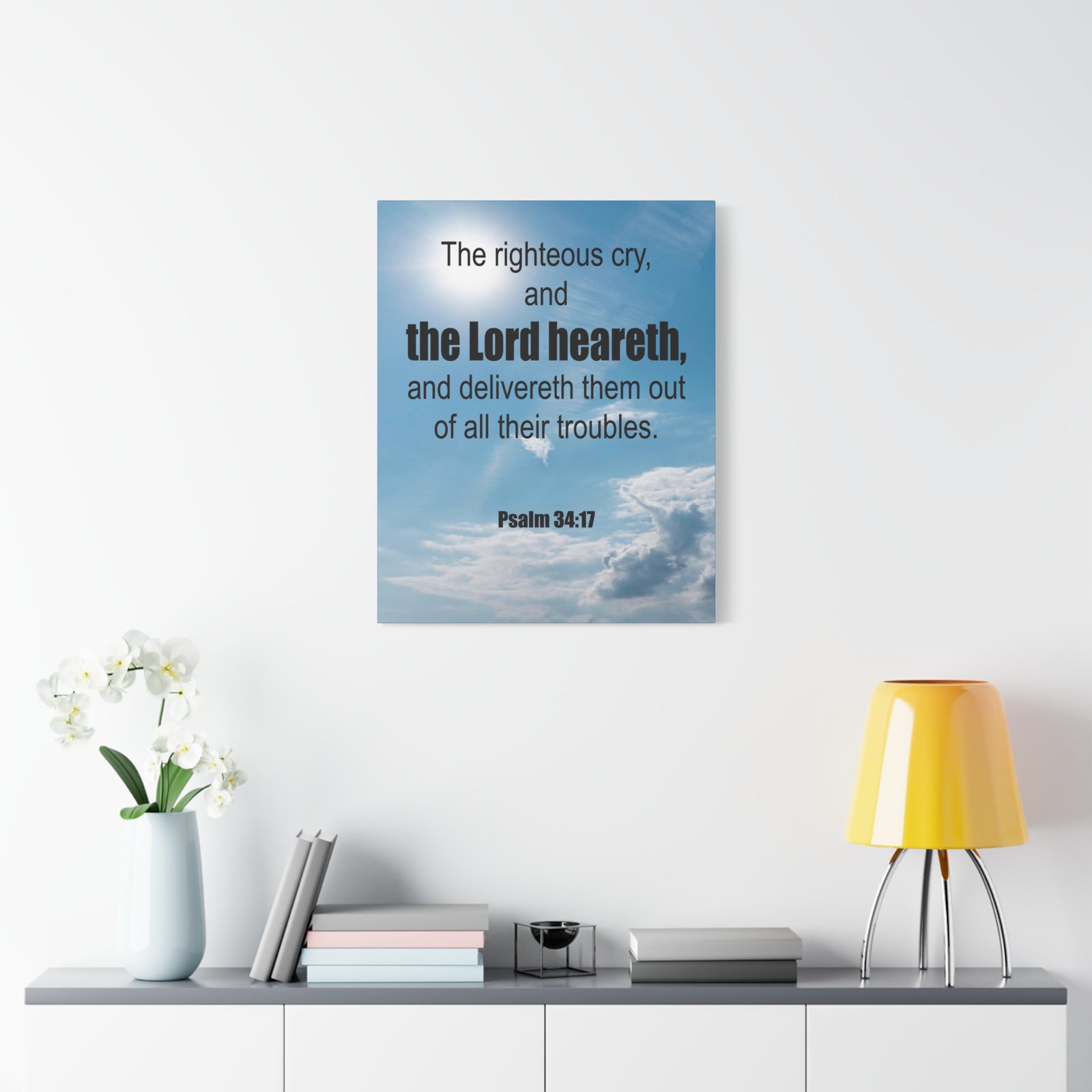 Scripture Walls The Lord Heareth Psalm 34:17 Bible Verse Canvas Christian Wall Art Ready to Hang-Express Your Love Gifts
