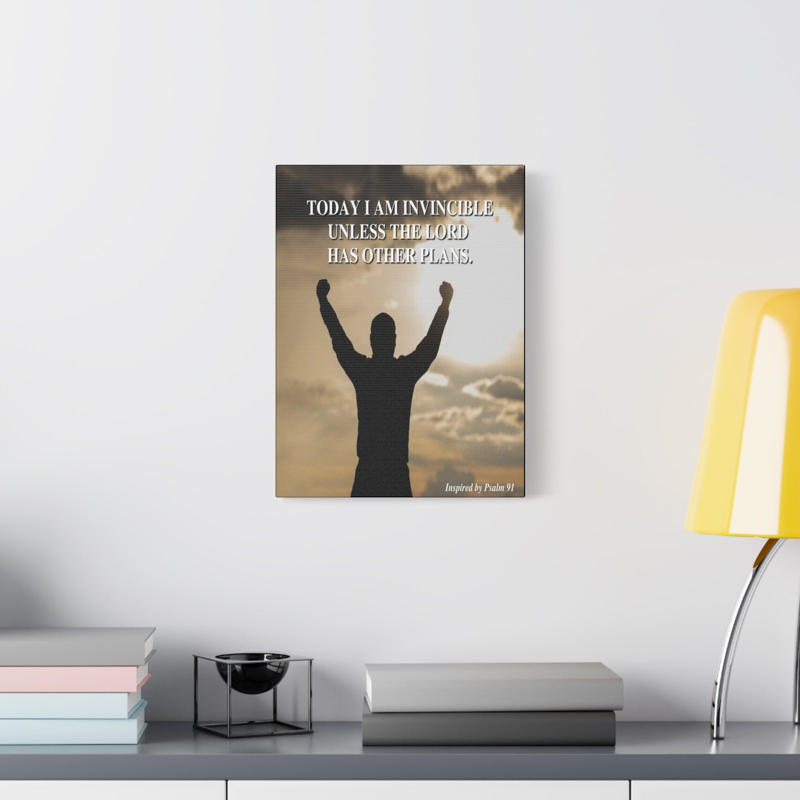 Scripture Walls Today I Am Invincible Canvas Psalm 91 Bible Verse Canvas Christian Wall Art Ready to Hang-Express Your Love Gifts