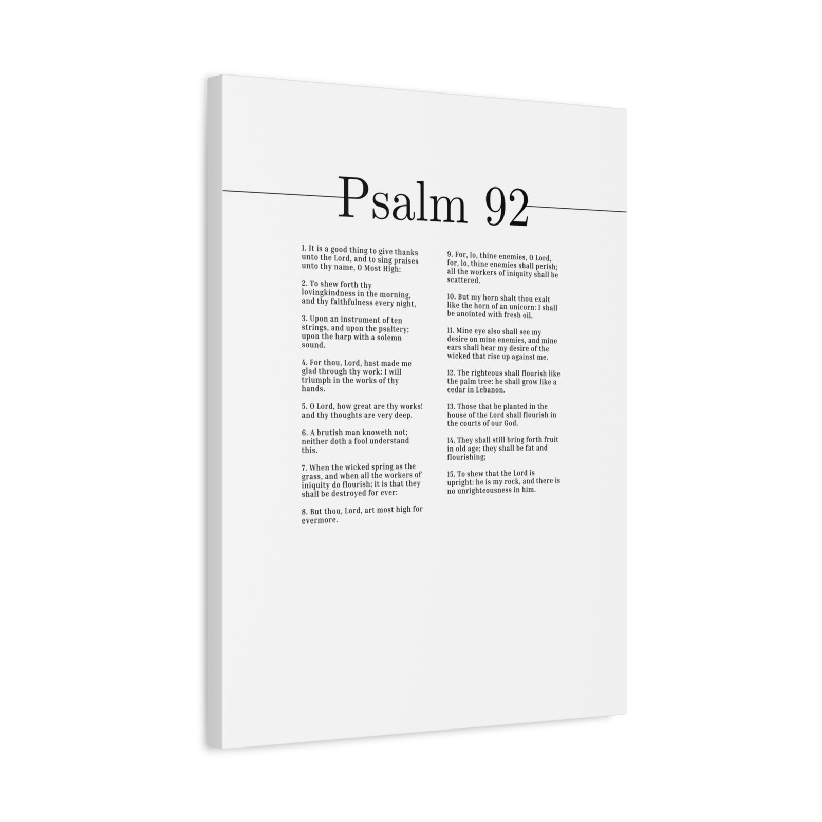 Scripture Canvas Give Thanks Unto The Lord Psalm 92 Christian Wall Art Bible Verse Print Ready to Hang-Express Your Love Gifts