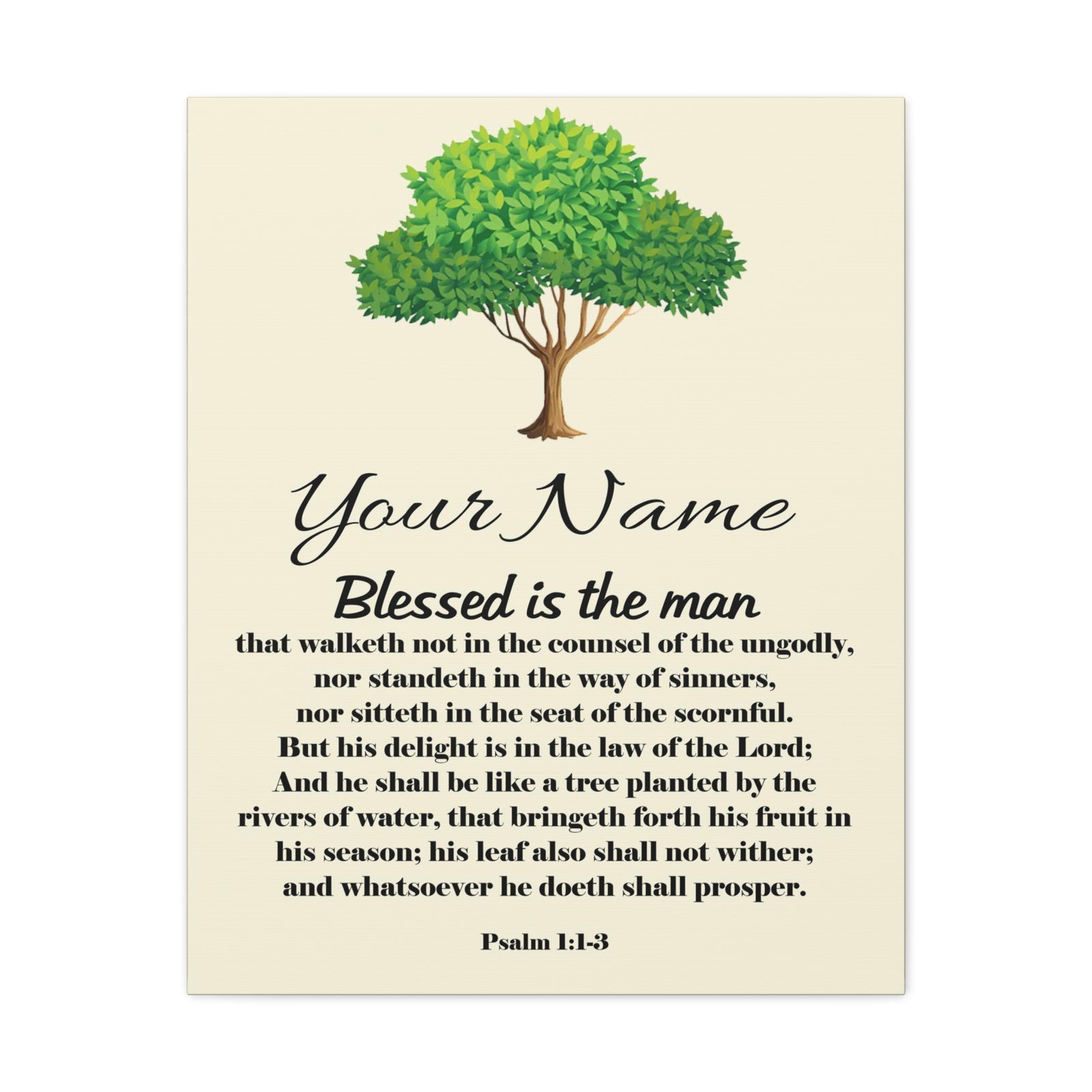 Scripture Walls Personalized Blessed is the Man Psalm 1:1-3 Bible Chapter Canvas Christian Wall Art Ready to Hang-Express Your Love Gifts