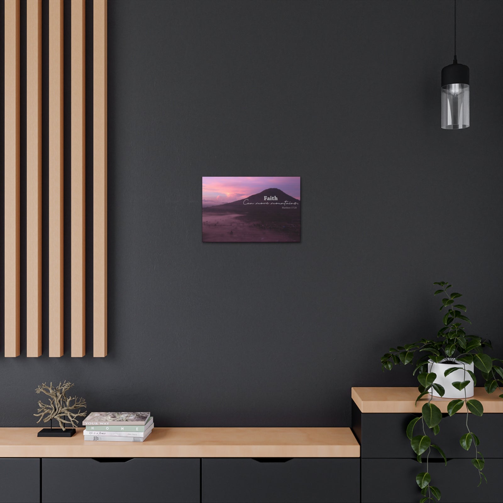 Scripture Canvas Move Mountains Matthew 17:20 Pink Christian Wall Art Bible Verse Print Ready to Hang-Express Your Love Gifts