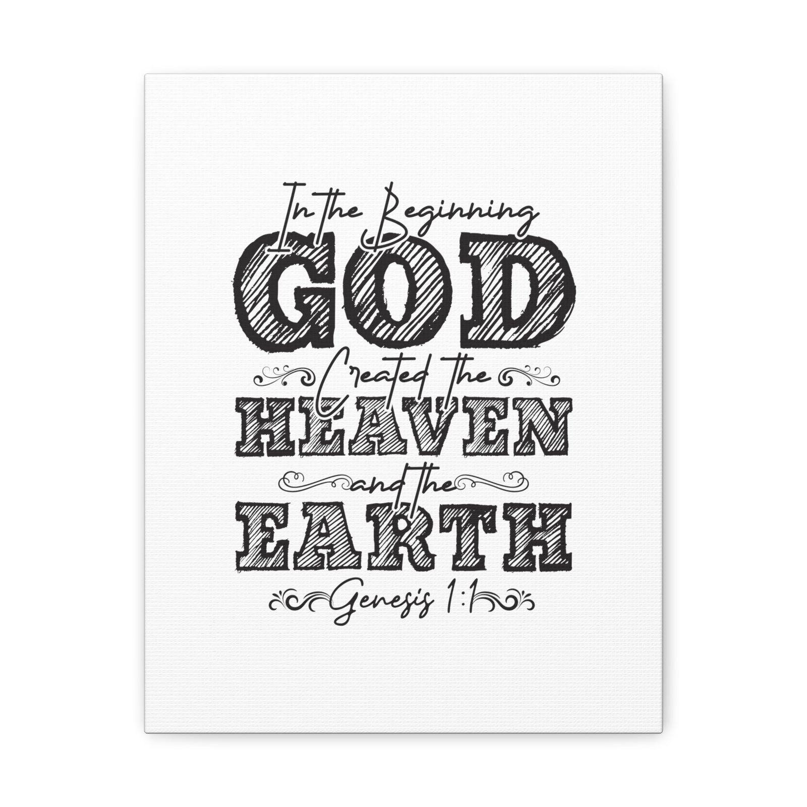 Scripture Walls Genesis 1:1 In The Beginning White Bible Verse Canvas Christian Wall Art Ready to Hang Unframed-Express Your Love Gifts