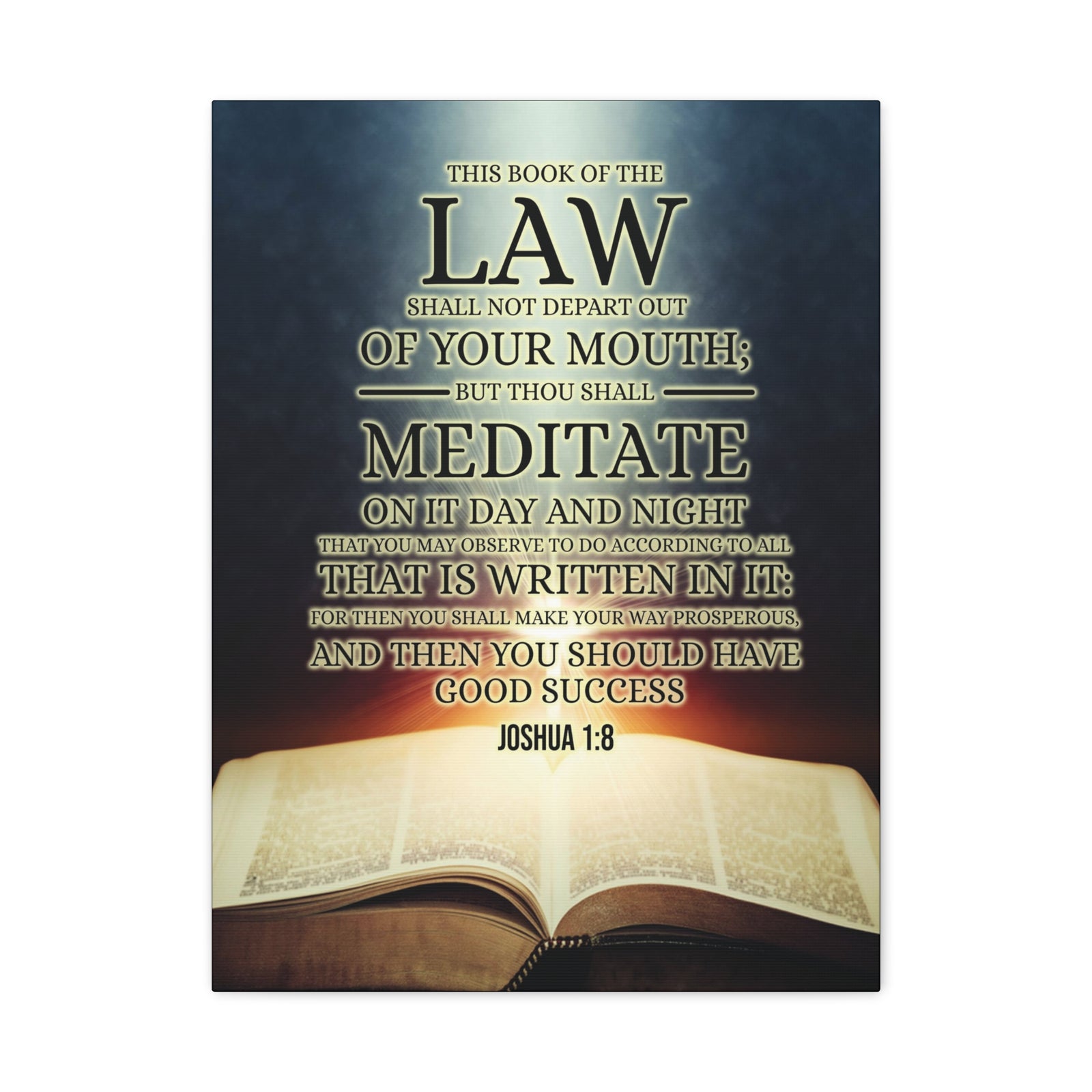 Scripture Canvas Book of the Law Joshua 1:8 Christian Wall Art Bible Verse Print Ready to Hang-Express Your Love Gifts
