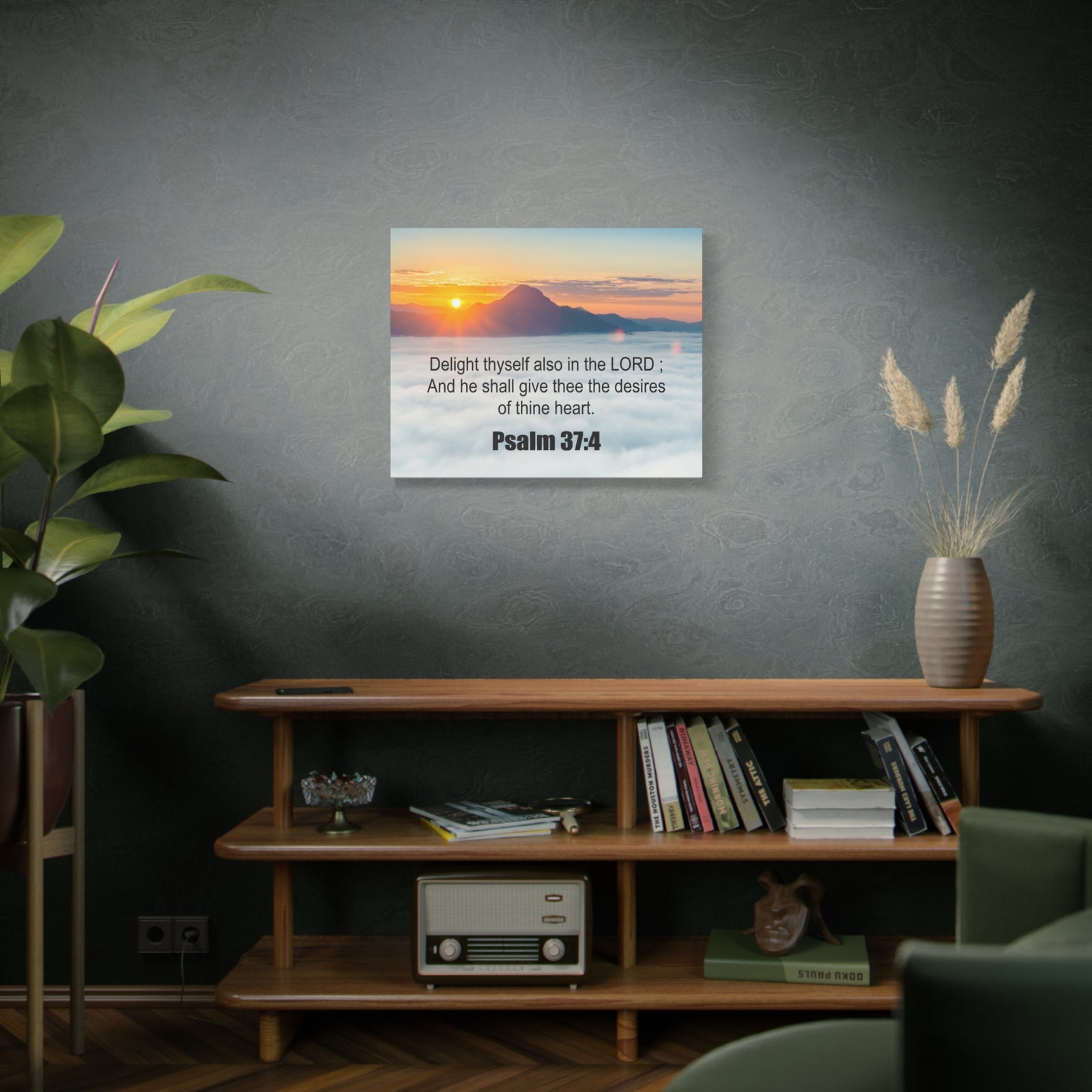 Scripture Canvas Delight Thyself Psalm 37:4 Christian Wall Art Bible Verse Print Ready to Hang-Express Your Love Gifts