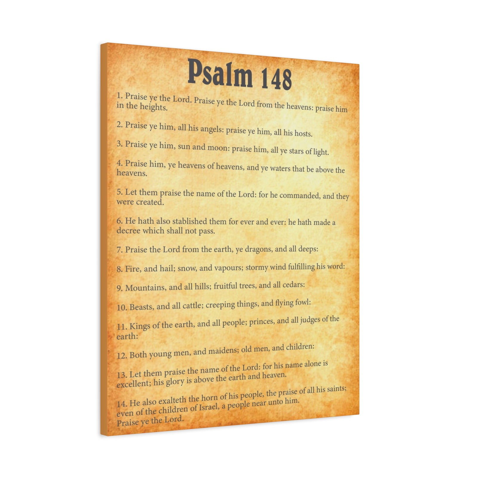 Scripture Walls Psalm 148 Gold Bible Verse Canvas Christian Wall Art Ready to Hang-Express Your Love Gifts