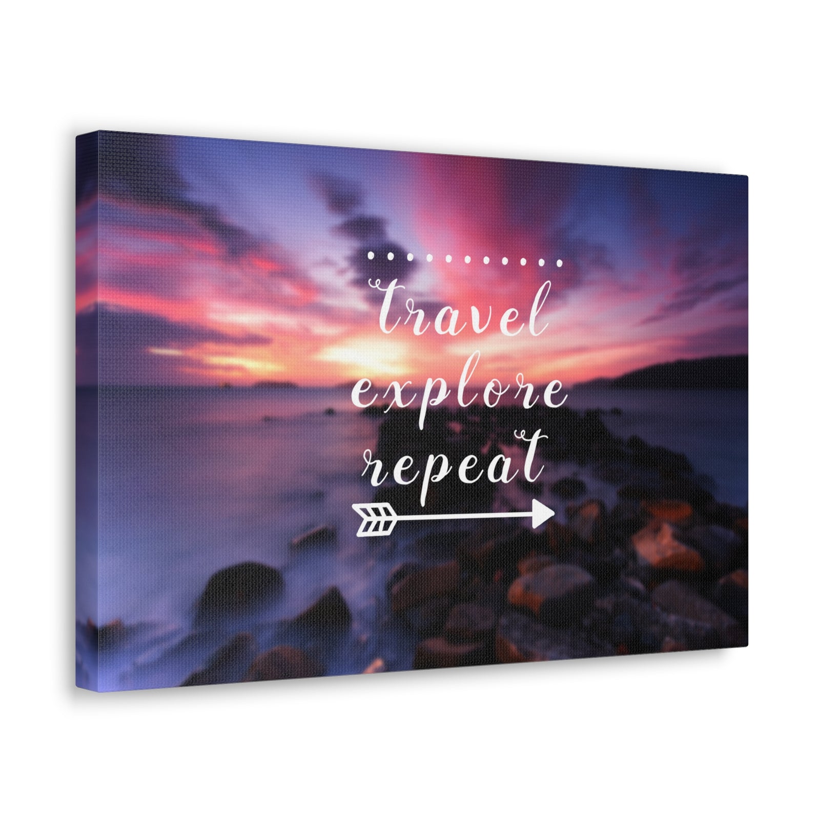 Inspirational Quote Canvas Travel Explore Repeat Motivational Print Ready to Hang Artwork-Express Your Love Gifts