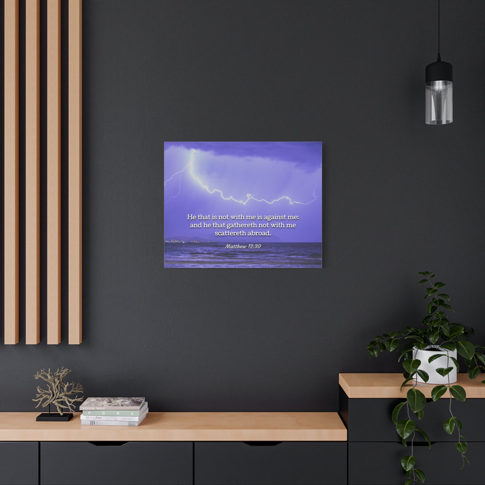 Scripture Canvas With Christ Matthew 12:30 Christian Wall Art Bible Verse Print Ready to Hang-Express Your Love Gifts