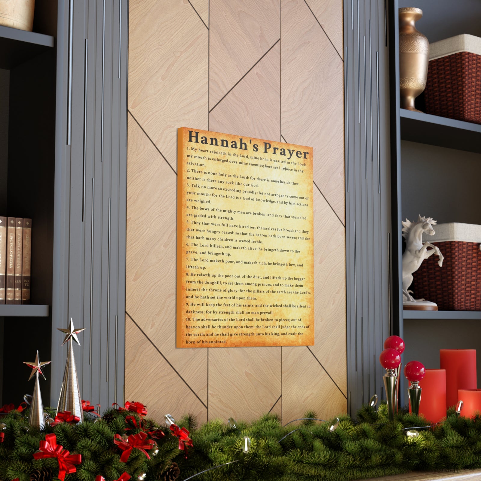 Scripture Walls Hannah's Prayer 1 Samuel 2:1–10 Gold Bible Verse Canvas Christian Wall Art Ready to Hang Unframed-Express Your Love Gifts