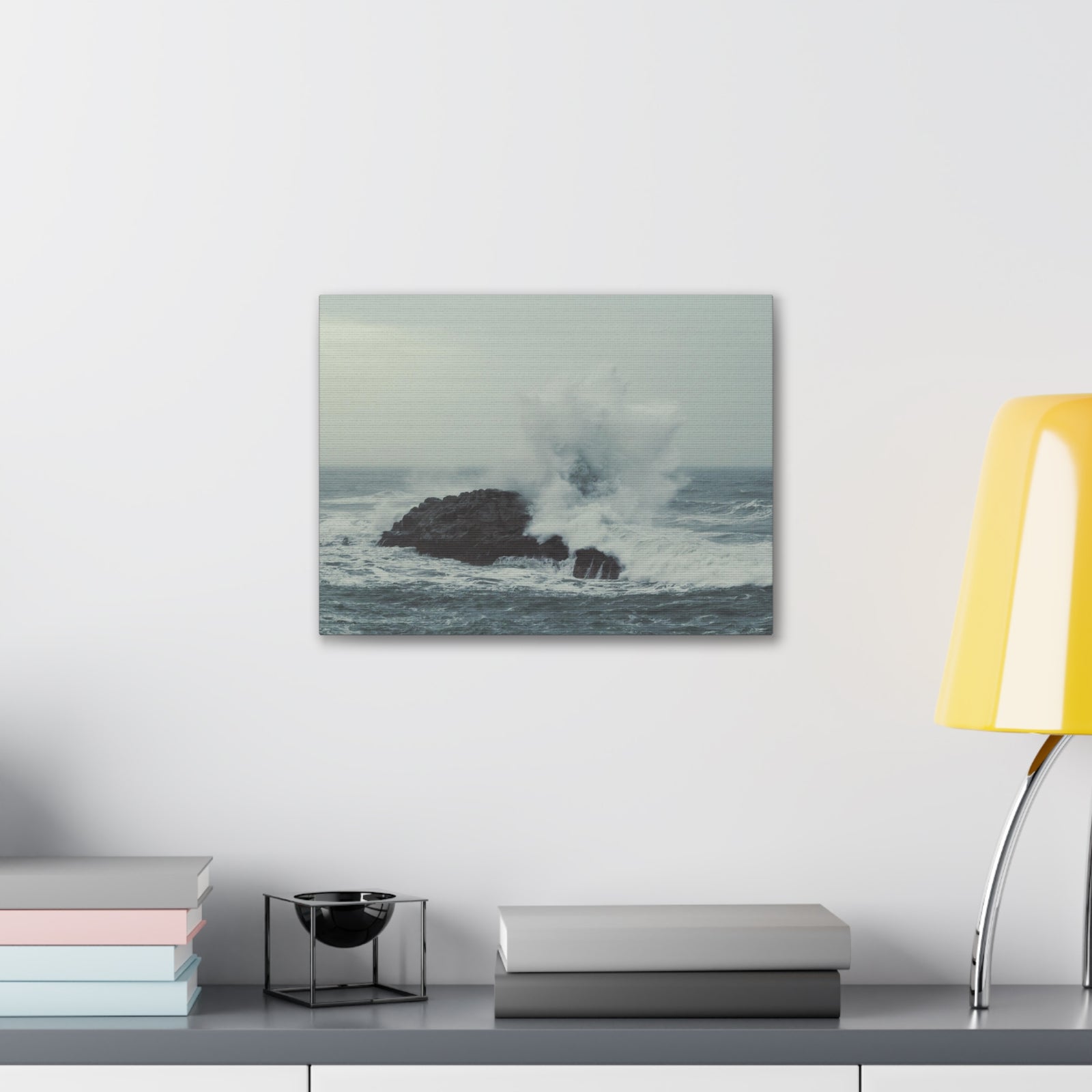 Splashing Water Rock Ocean Landscape Ocean Canvas Wall Art for Home Decor Ready-to-Hang-Express Your Love Gifts
