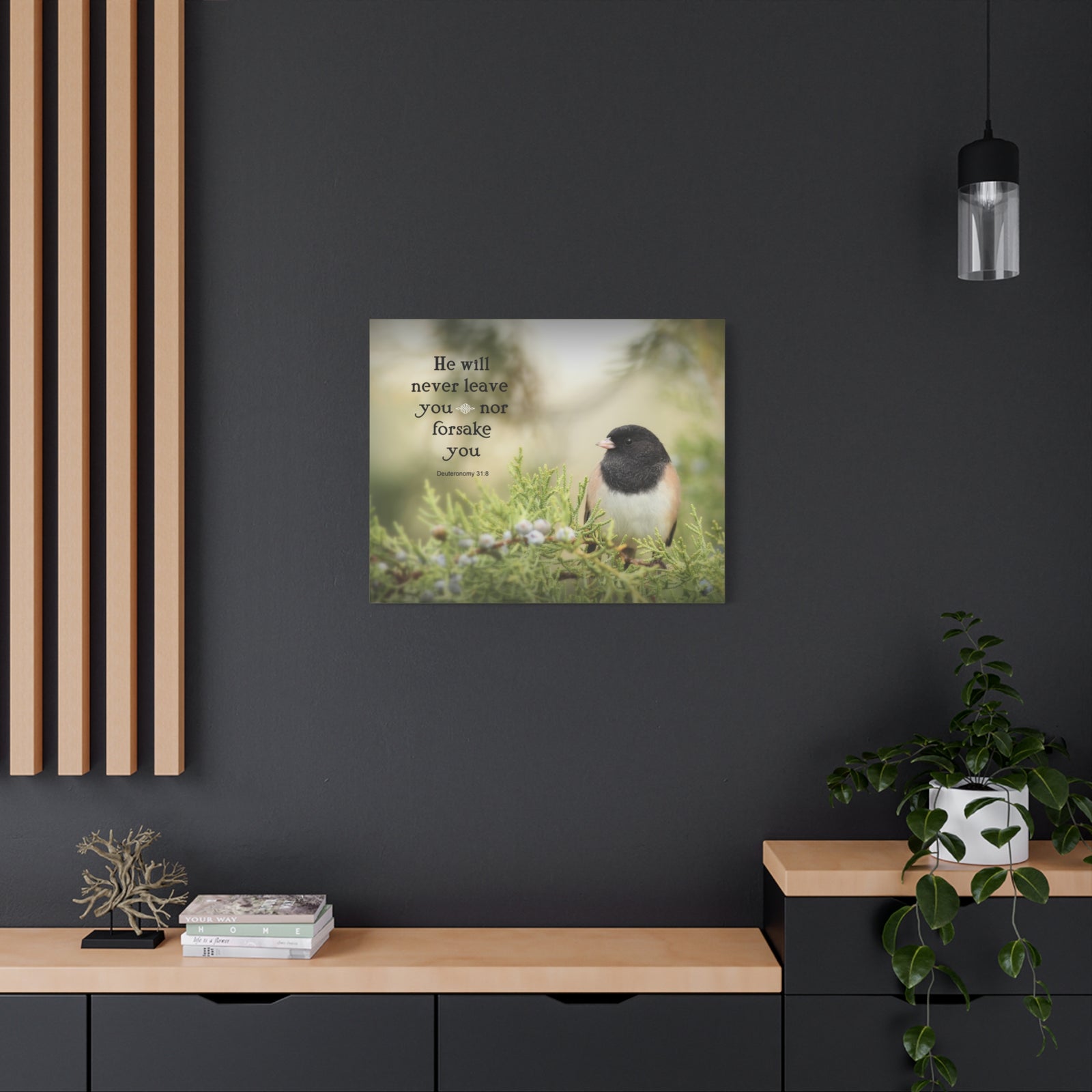 Scripture Canvas Never Forsake Deuteronomy 31:8 Christian Wall Art Bible Verse Print Ready to Hang-Express Your Love Gifts