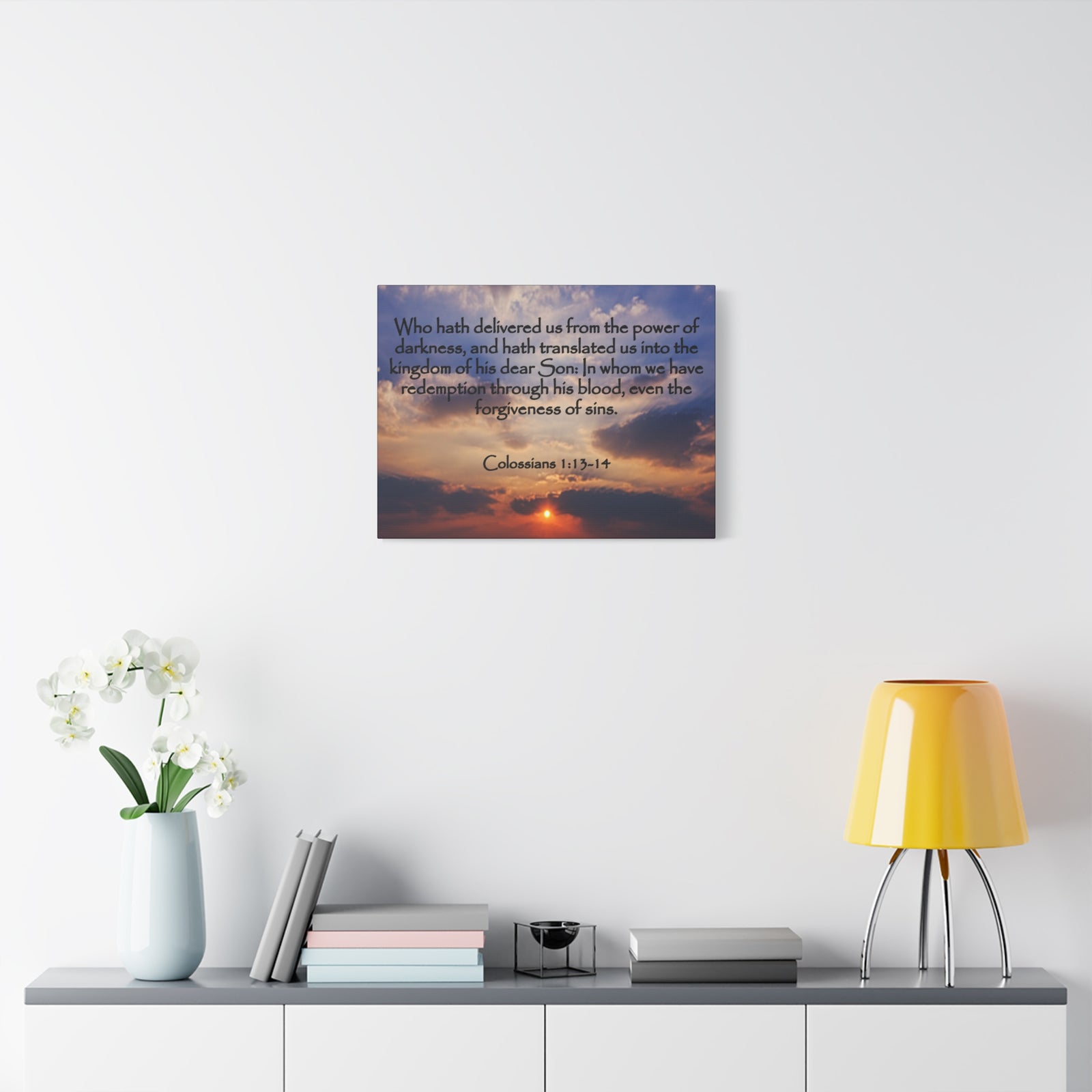 Bible Verse Canvas Into The Kingdom of His Dear Son Colossians 1:13-14 Christian Home Décor Wall Art Scripture Ready to Hang Faith Print-Express Your Love Gifts