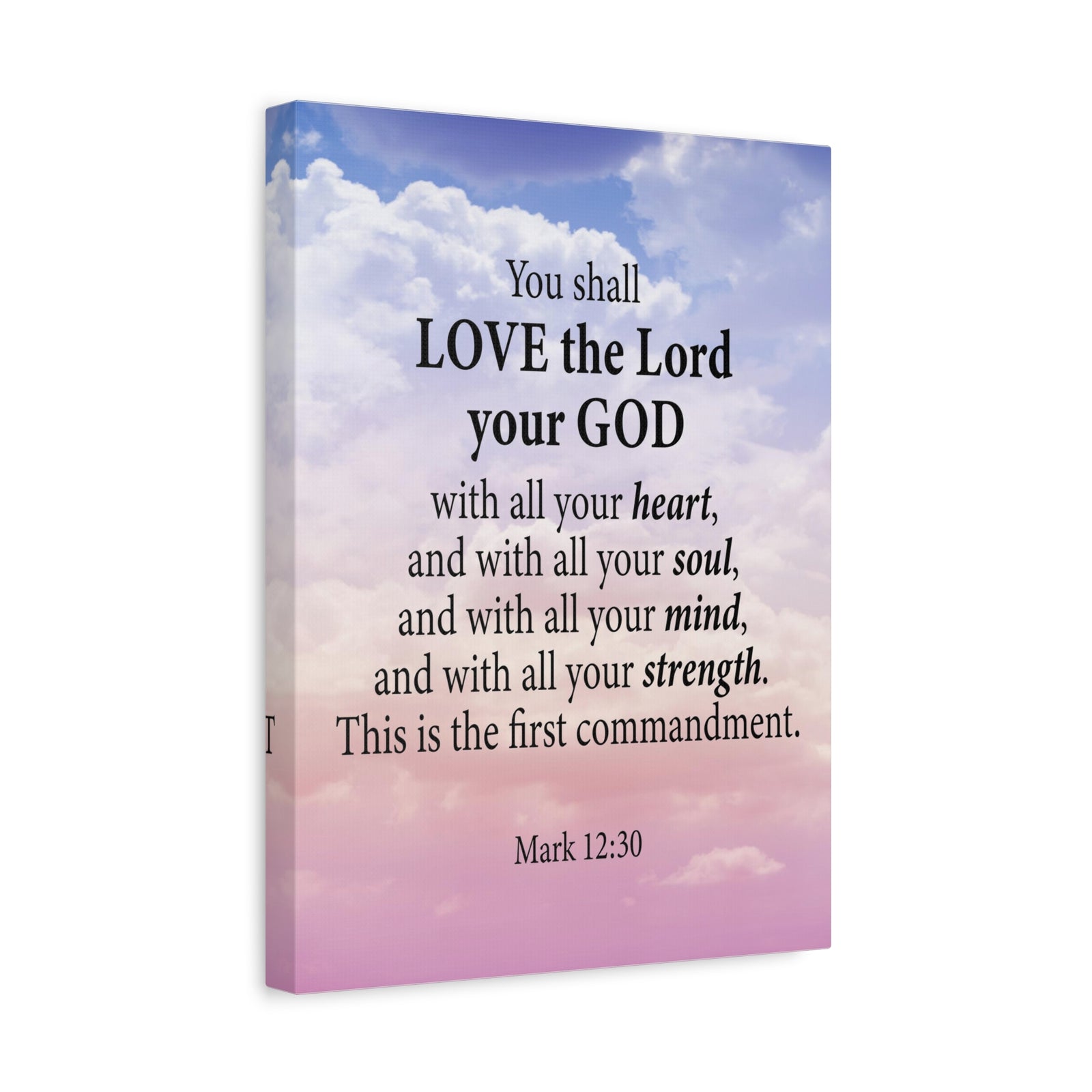 Bible Verse Canvas Love the Lord With All Your Heart Mark 12:30 Wall Art Christian Home Decor-Express Your Love Gifts