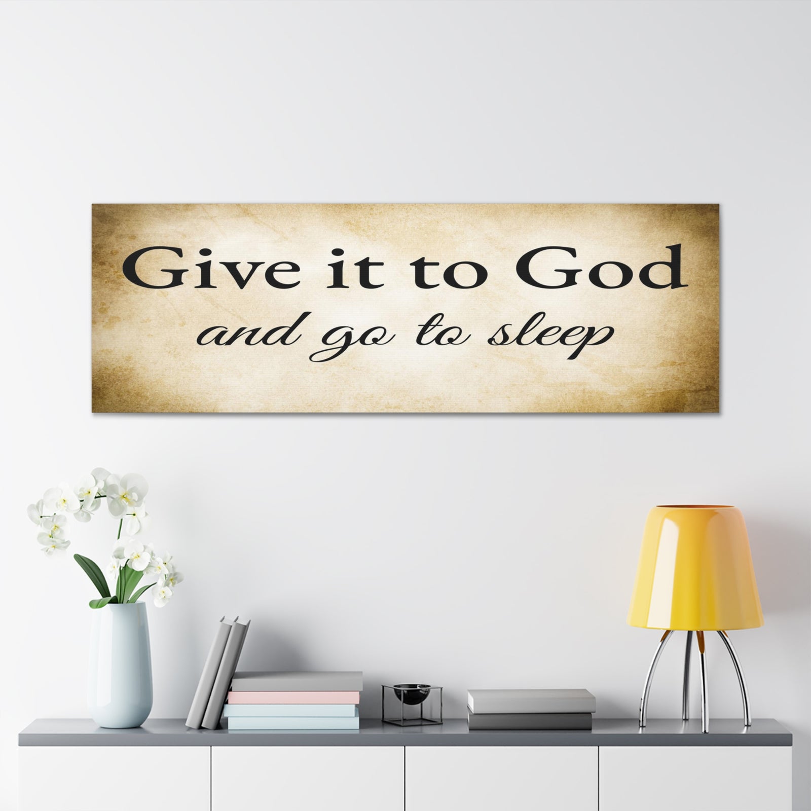Scripture Walls Give It To God Proverbs 3:24-26 Gold Bible Verse Canvas Christian Wall Art Ready to Hang Unframed-Express Your Love Gifts