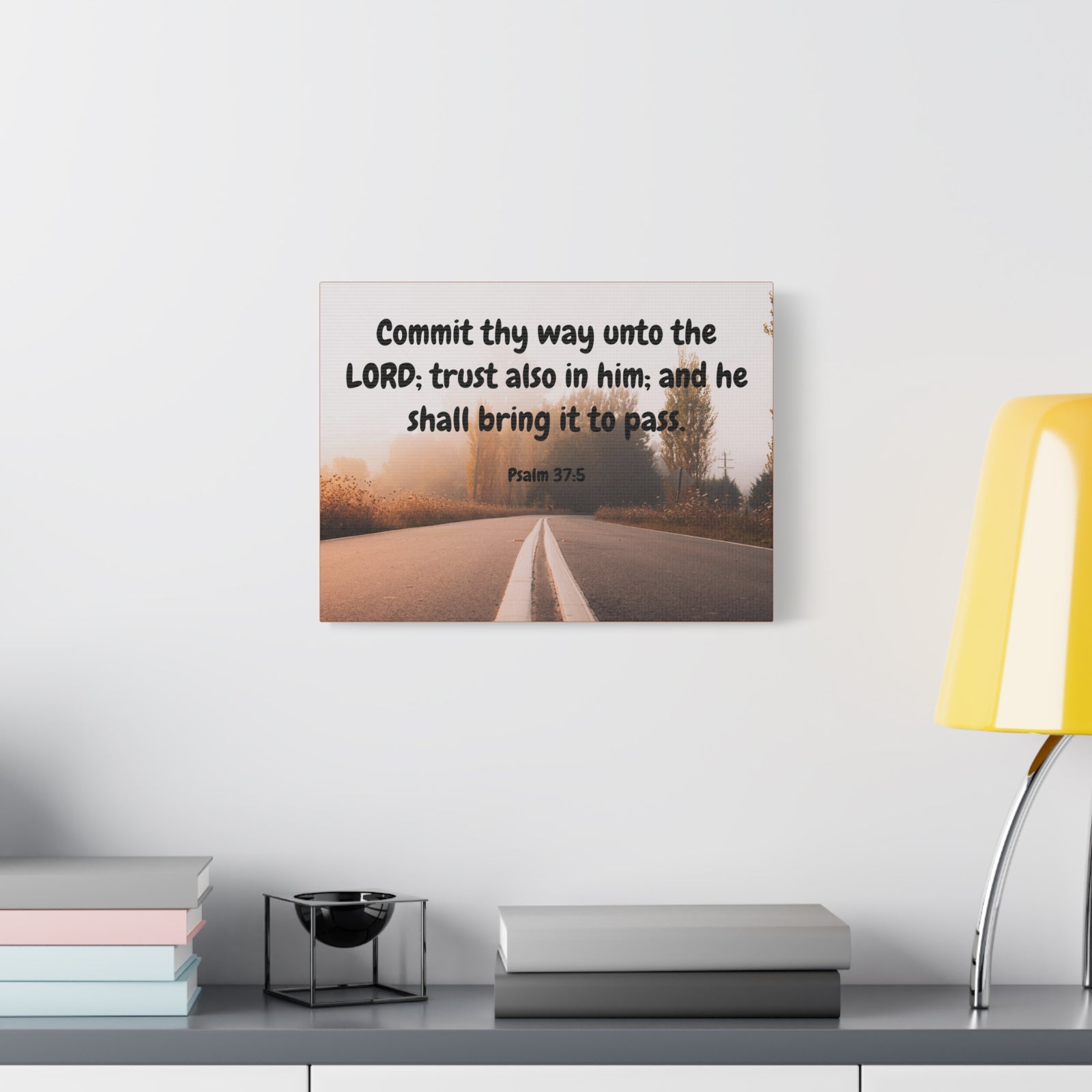 Scripture Canvas Commit Thy Way Psalms 37:5 Christian Wall Art Bible Verse Print Ready to Hang-Express Your Love Gifts