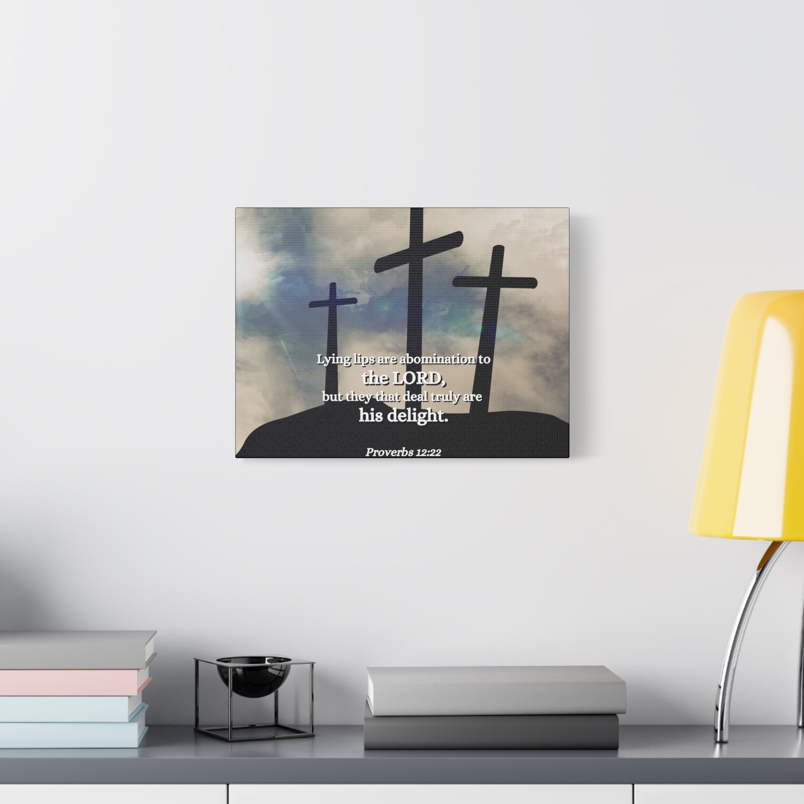 Scripture Canvas Lying Lips Proverbs 12:22 Christian Wall Art Bible Verse Print Ready to Hang-Express Your Love Gifts