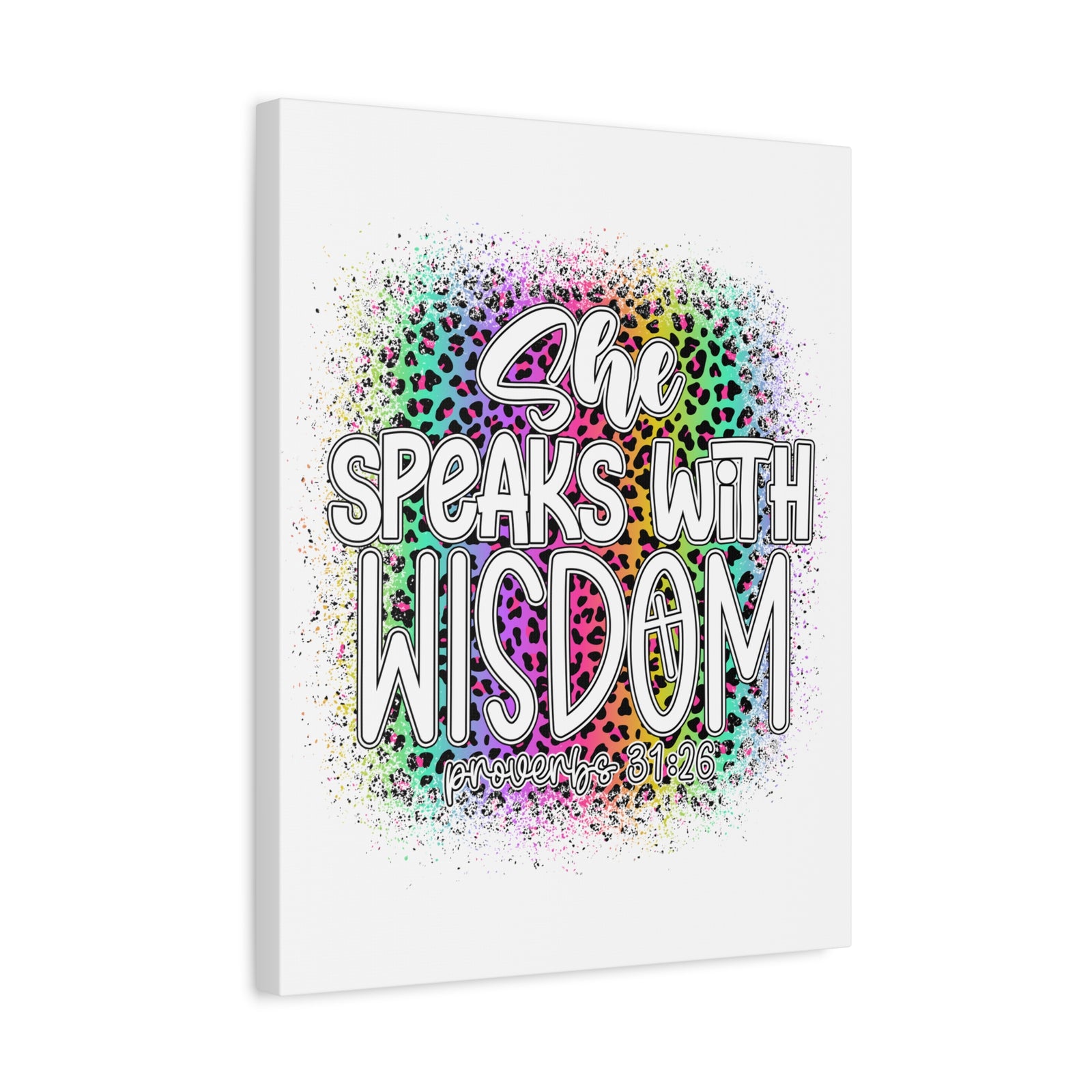 Scripture Walls Proverbs 31:26 She Speaks With Wisdom Colorful Bible Verse Canvas Christian Wall Art Ready to Hang Unframed-Express Your Love Gifts