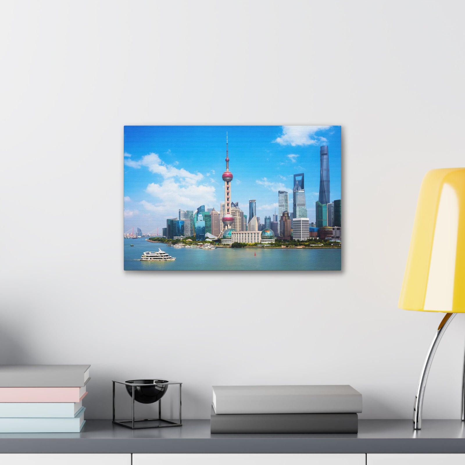 Shanghai Daytime Skyline Canvas Artwork High-Quality Breathtaking Stunning Cityscape for Home Decor Ready to Hang-Express Your Love Gifts