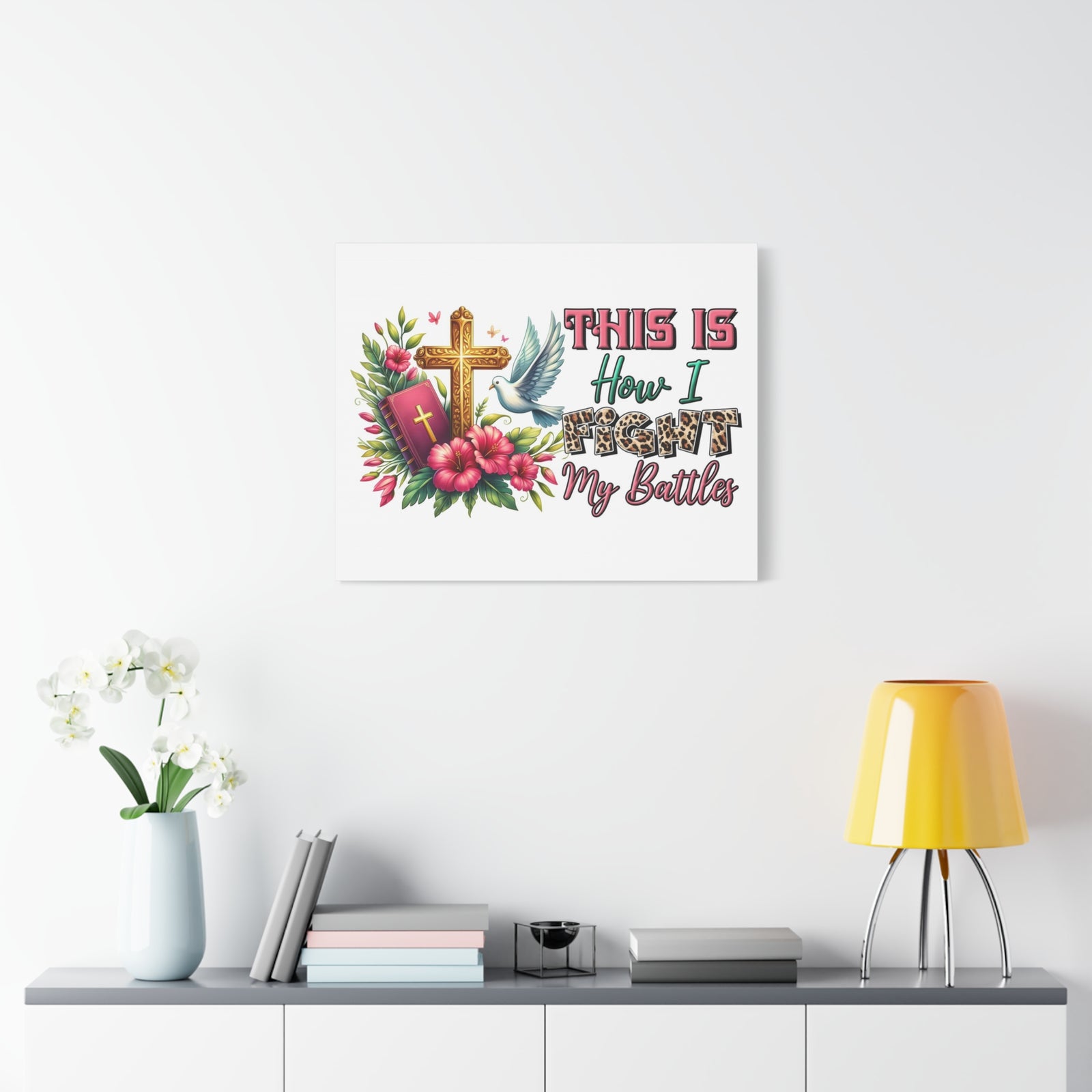 Scripture Walls How I Fight My Battles Bible Verse Canvas Christian Wall Art Ready to Hang Unframed-Express Your Love Gifts