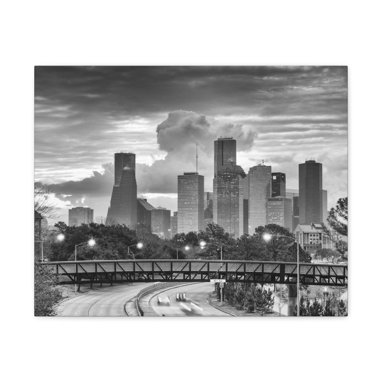 Houston Black And White Skyline Canvas Artwork High-Quality Breathtaking Stunning Cityscape for Home Decor Ready to Hang-Express Your Love Gifts