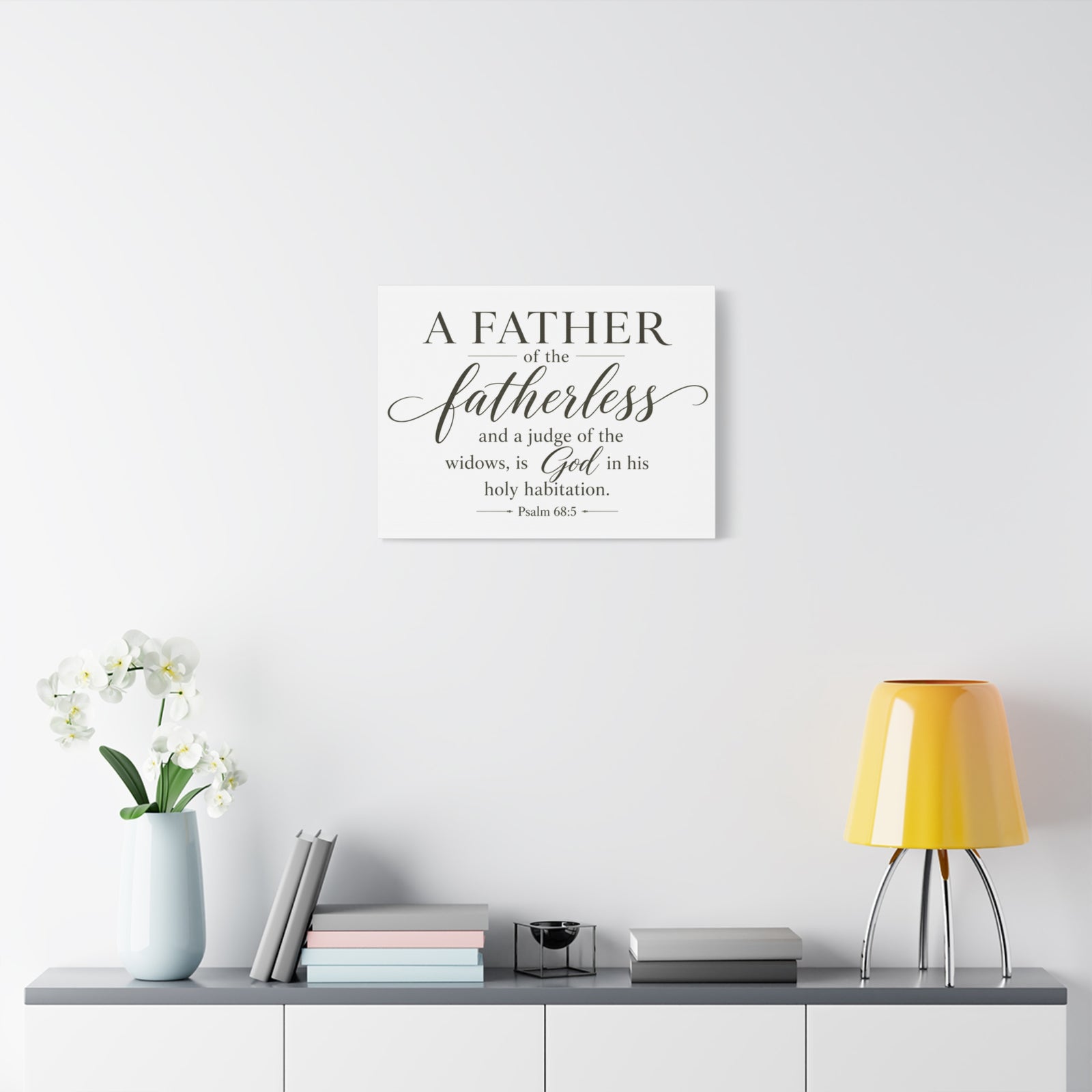 Scripture Walls Psalm 68:5 White Widows Advocate Fatherless Christian Wall Art Print Ready to Hang Unframed