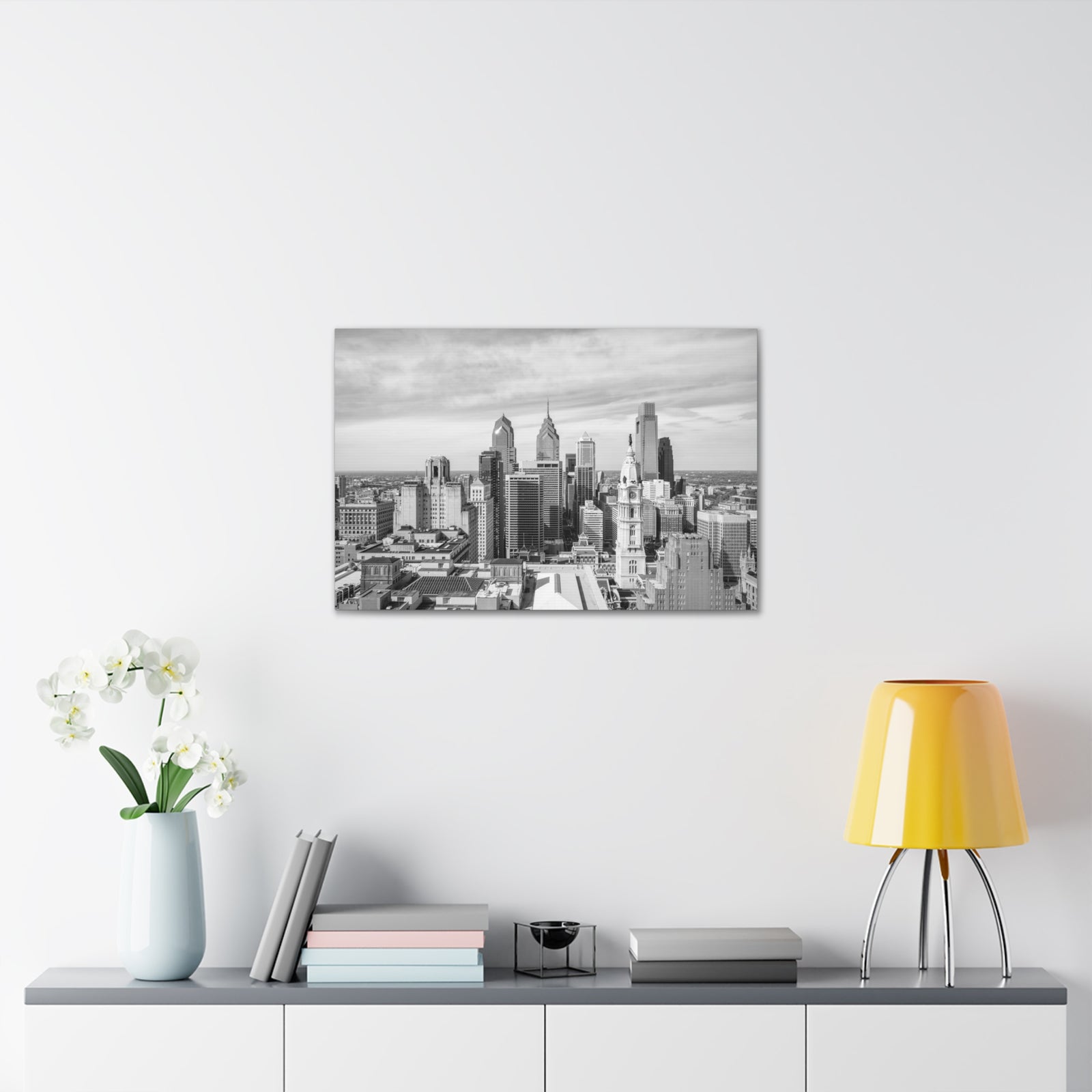 Philadelphia Black And White Skyline Canvas Artwork High-Quality Breathtaking Stunning Cityscape for Home Decor Ready to Hang-Express Your Love Gifts