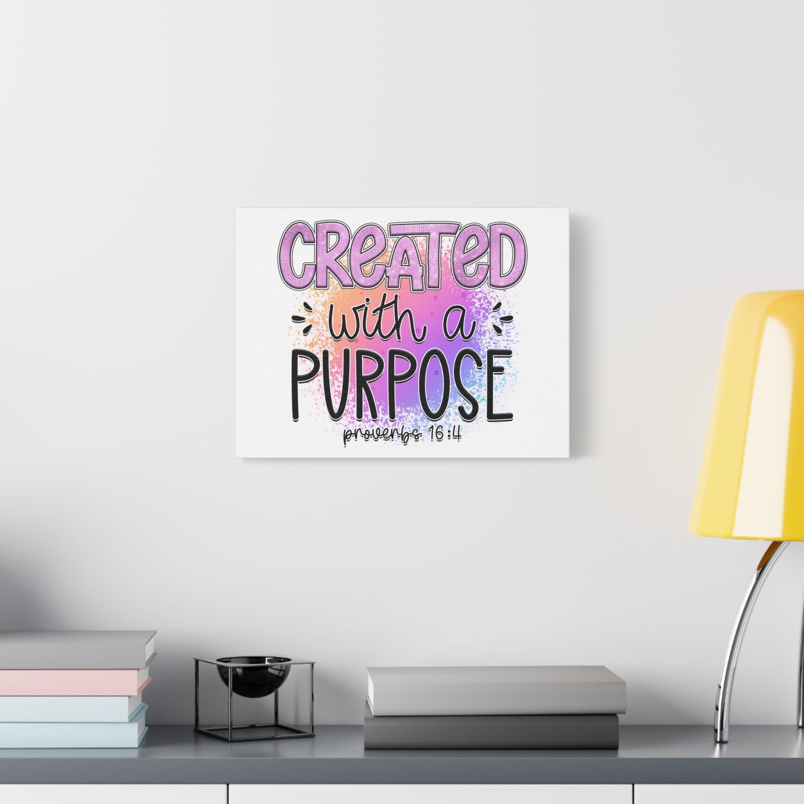 Scripture Walls Proverbs 16:4 Created With a Purpose Purple Bible Verse Canvas Christian Wall Art Ready to Hang Unframed-Express Your Love Gifts