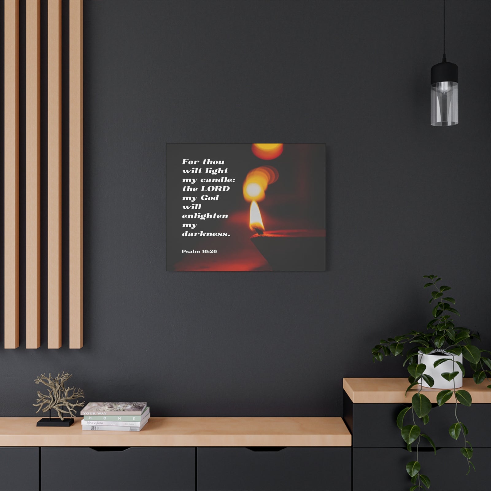 Scripture Canvas Enlighten My Darkness Psalm 18:28 Christian Wall Art Bible Verse Print Ready to Hang-Express Your Love Gifts