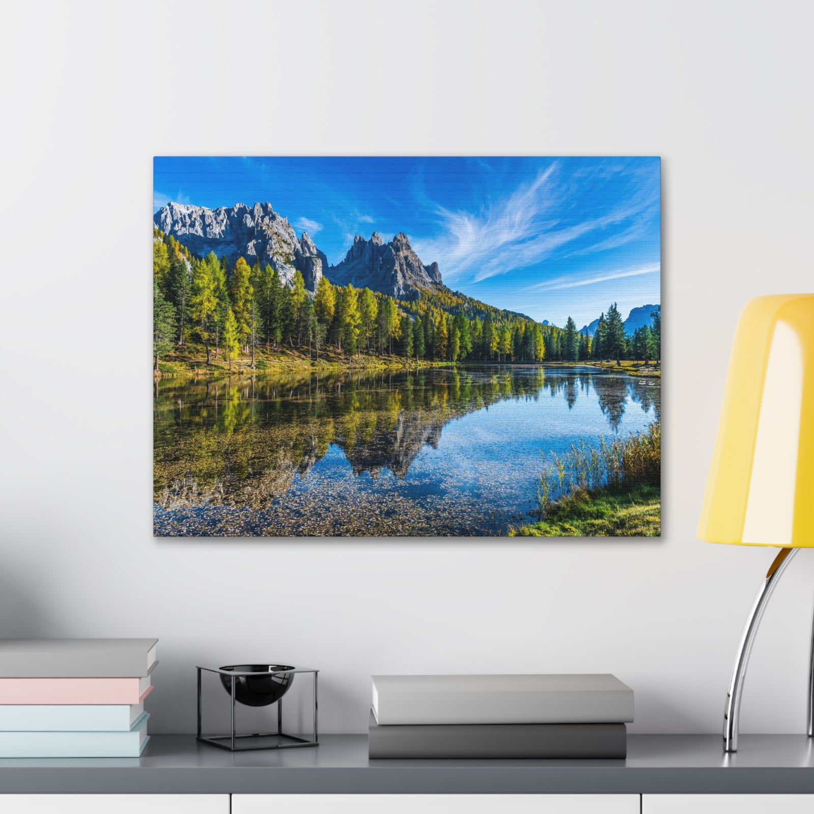 Valley Mountain Lake Nature Wilderness Photography Canvas Wall Art for Home Decor Ready-to-Hang-Express Your Love Gifts