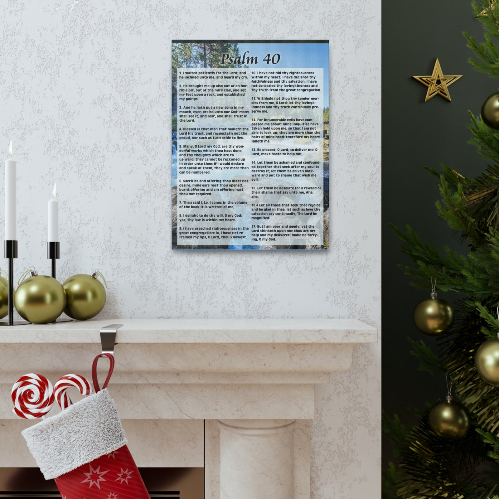 Scripture Canvas My Deliverer Heard Me Psalm 40:8 Colored Christian Wall Art Print Ready to Hang-Express Your Love Gifts