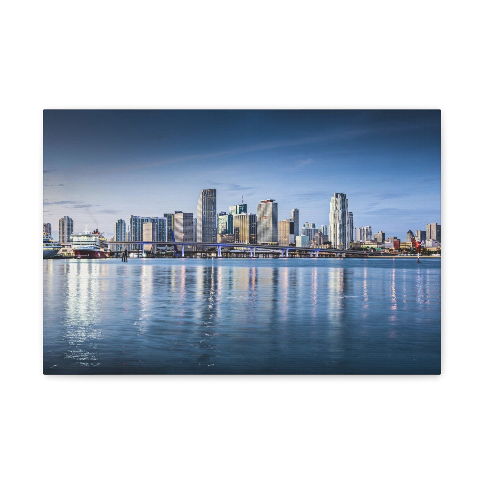 Miami Daytime Skyline Canvas Artwork High-Quality Breathtaking Stunning Cityscape for Home Decor Ready to Hang-Express Your Love Gifts