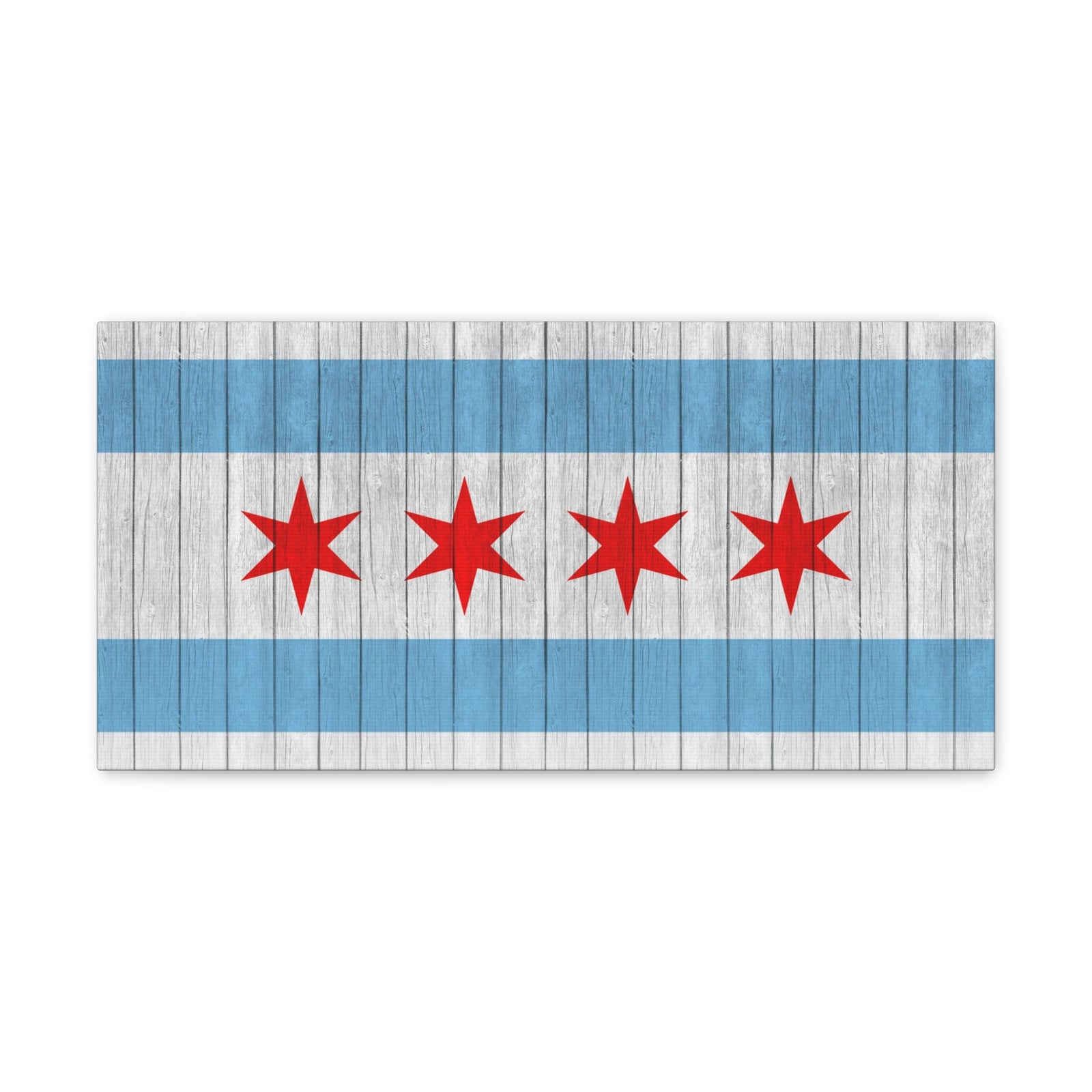 Chicago Flag On Wood Texture Canvas Wall Art for Home Decor Ready-to-Hang-Express Your Love Gifts