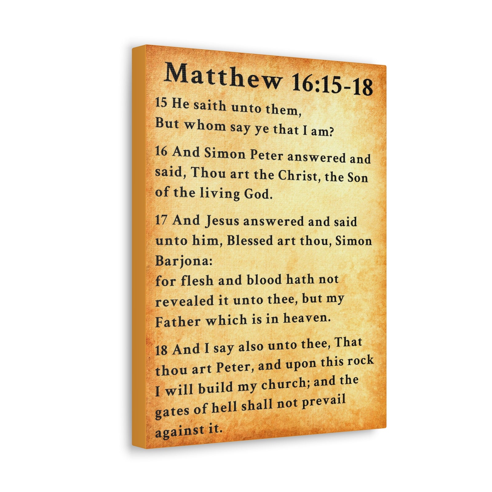 Scripture Walls Matthew 16:15-18 KJV Bible Verse Canvas Christian Wall Art Ready to Hang Unframed-Express Your Love Gifts