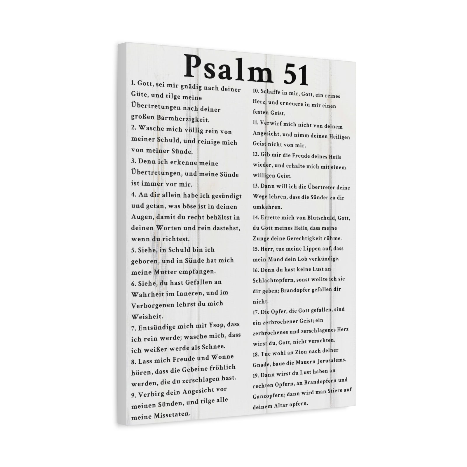Scripture Walls Psalm 51 German White Bible Verse Canvas Christian Wall Art Ready to Hang Unframed-Express Your Love Gifts