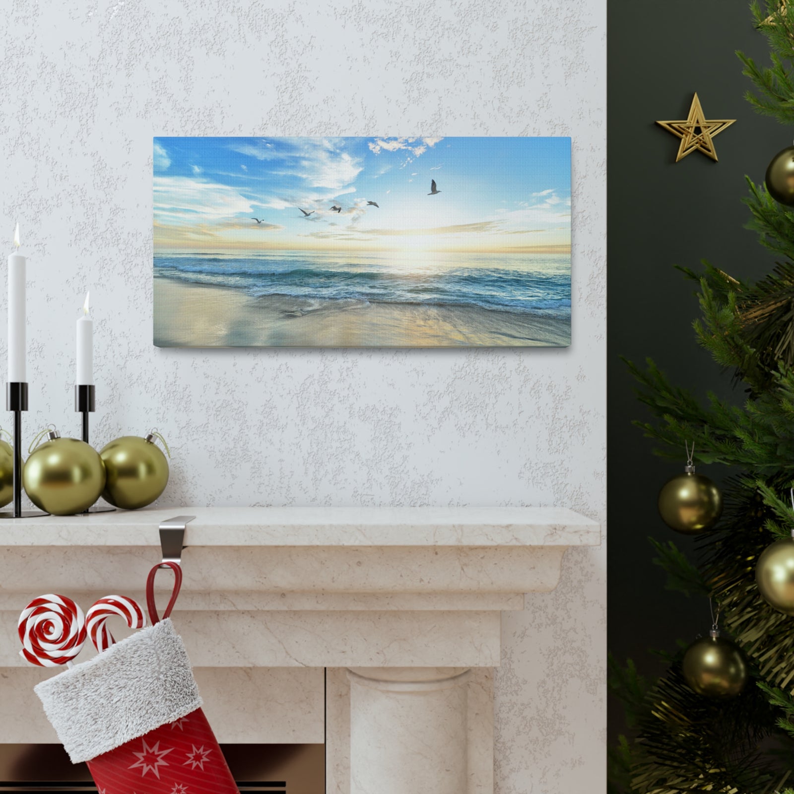Ocean Flying Birds Ocean Canvas Wall Art for Home Decor Ready-to-Hang-Express Your Love Gifts