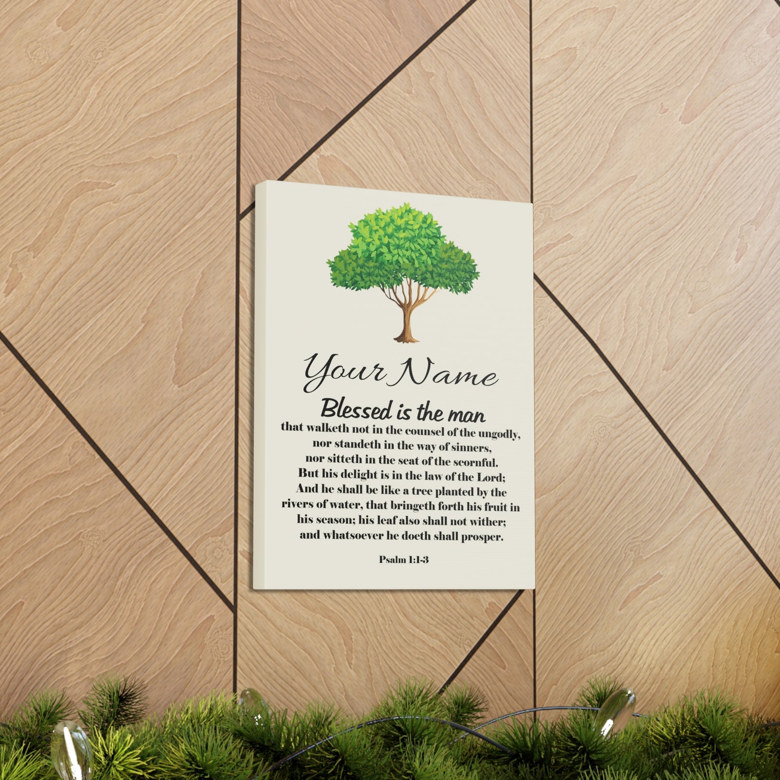 Scripture Walls Personalized Blessed is the Man Psalm 1:1-3 Bible Chapter Canvas Christian Wall Art Ready to Hang-Express Your Love Gifts