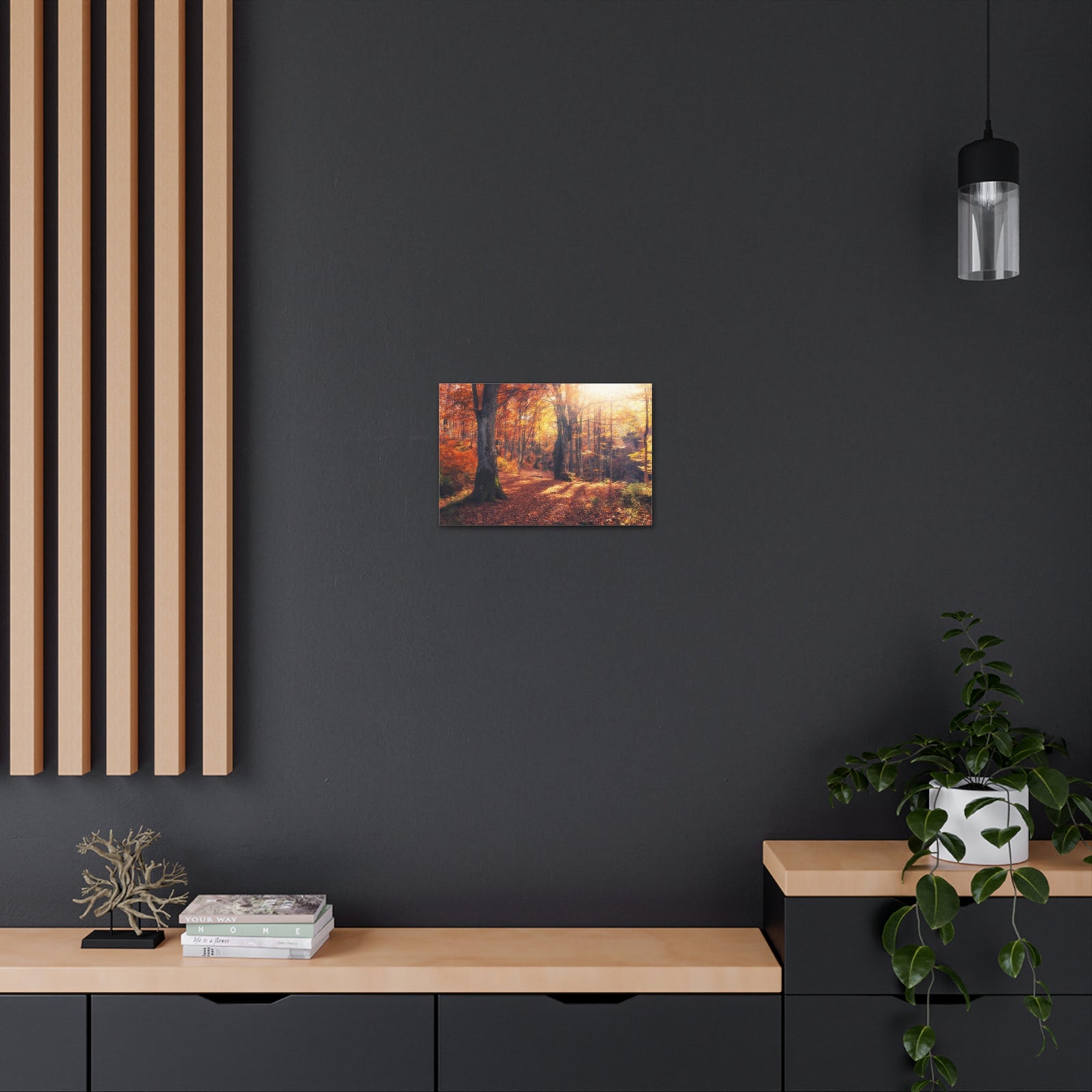 Orange Tree Sunlight Autumn Forest Nature Wilderness Photography Canvas Wall Art for Home Decor Ready-to-Hang-Express Your Love Gifts
