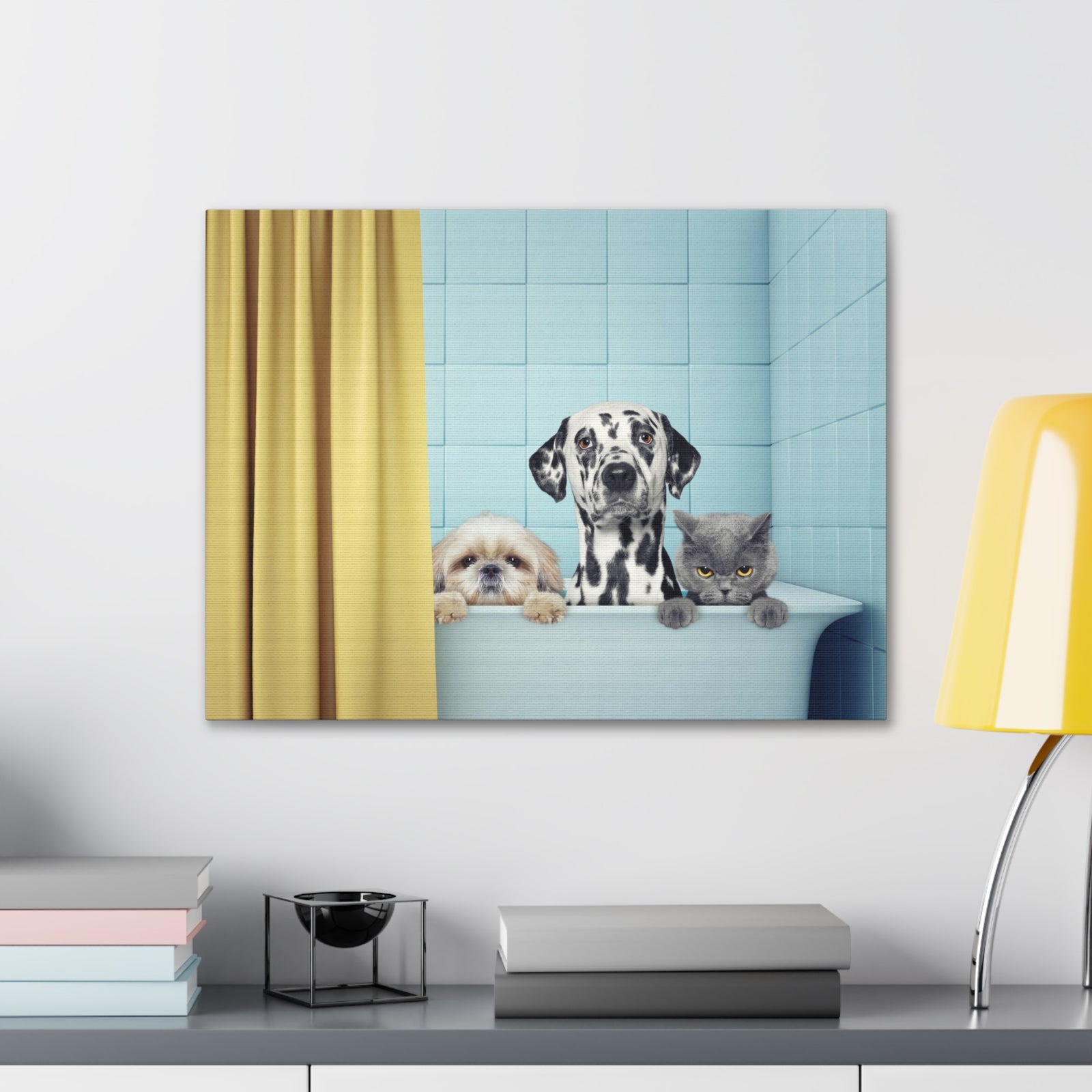 Cute Two Dogs and Cat Canvas Wall Art for Home Decor Ready-to-Hang-Express Your Love Gifts