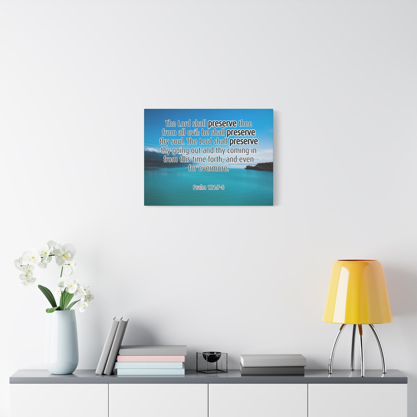 Scripture Canvas Lord Shall Preserve Psalm 121:7-8 Christian Wall Art Bible Verse Print Ready to Hang-Express Your Love Gifts